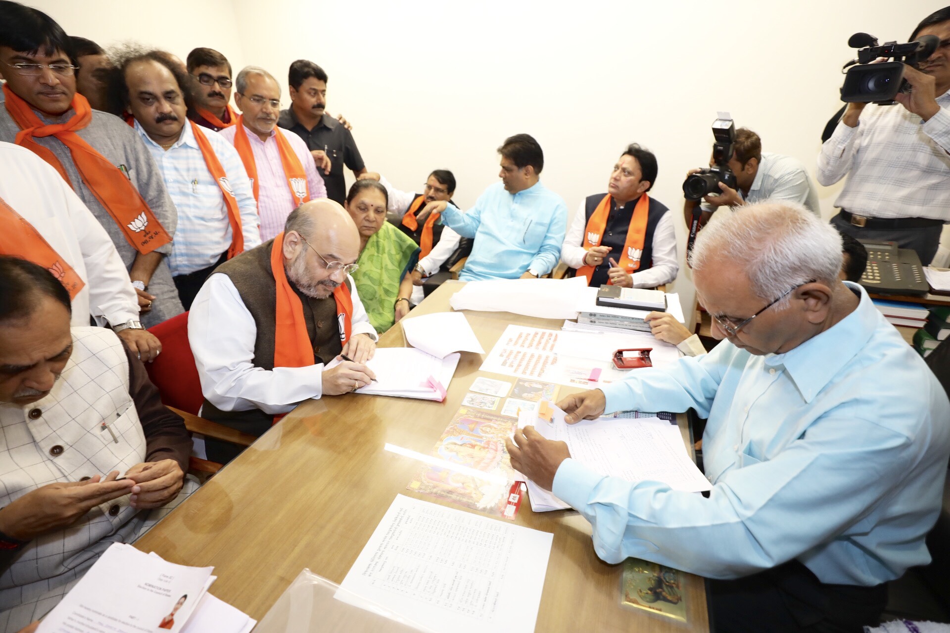 BJP National President Shri Amit Shah filing nomination for Rajya Sabha election in Ahmedabad, Gujarat on 28 July 2017