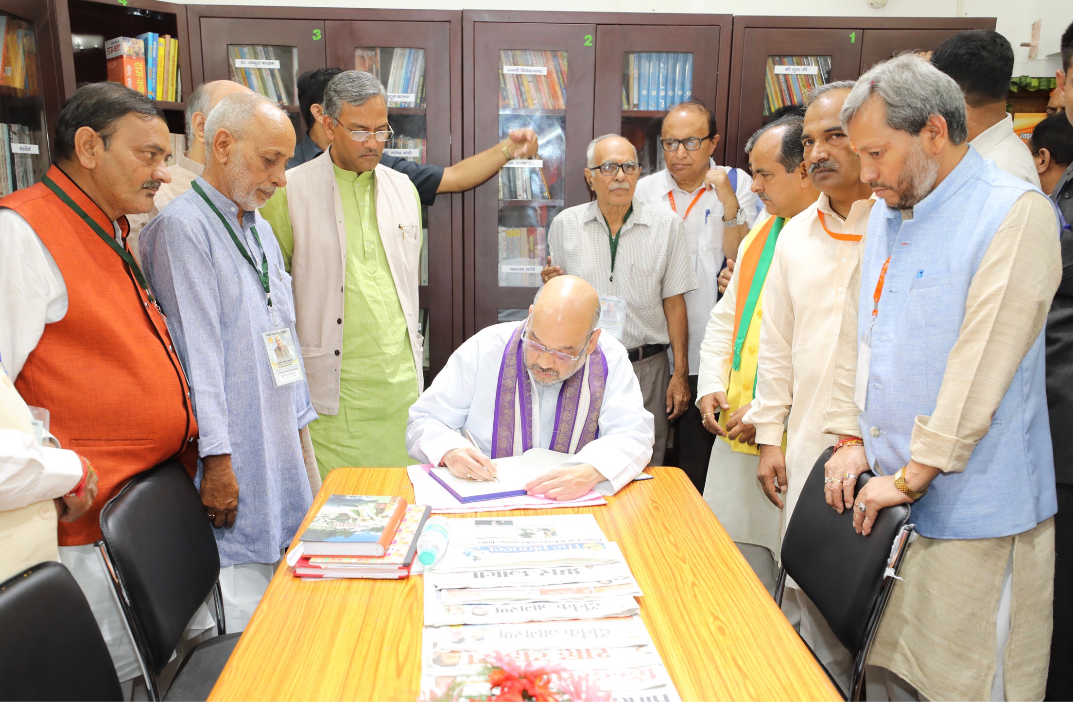 BJP National President, Shri Amit Shah inaugurating Nanaji Deshmukh Library and E-Library at State BJP Office, Dehradun (Uttarakhand)