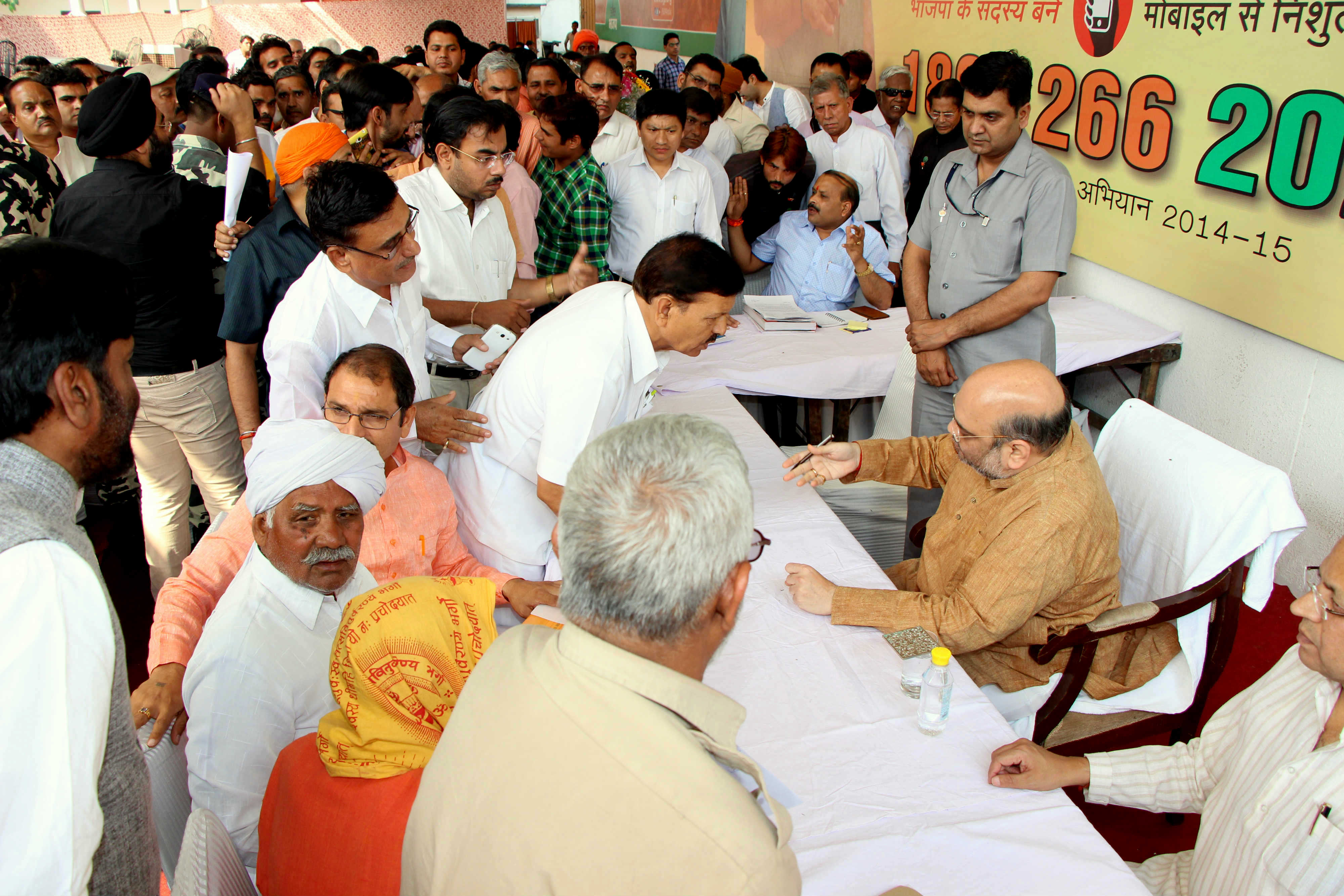 BJP National President, Shri Amit Shah ji interacting with Karyakartas & General public today at BJP HQ, New Delhi on May 4, 2015