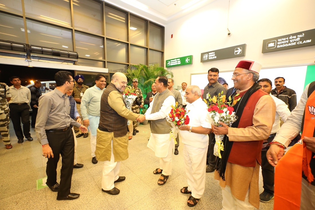 BJP National President, Shri Amit Shah ji's rousing welcome on his arrival at Ahmedabad Airport.