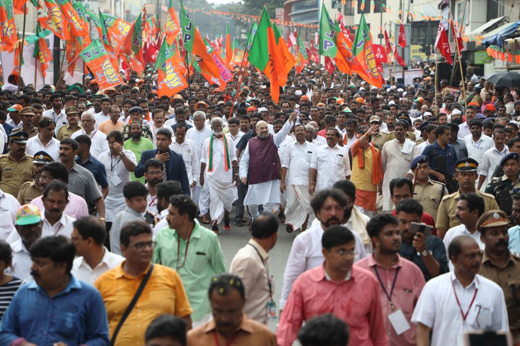 BJP National President Shri Amit Shah leading Jan Raksha Yatra on its concluding day in Thiruvananthapuram, Kerala.