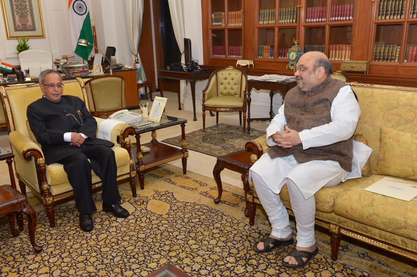 BJP National President, Shri Amit Shah meeting with Hon'ble President of India Shri Pranab Mukharjee at Rashtrapati Bhawan on December 10, 2014