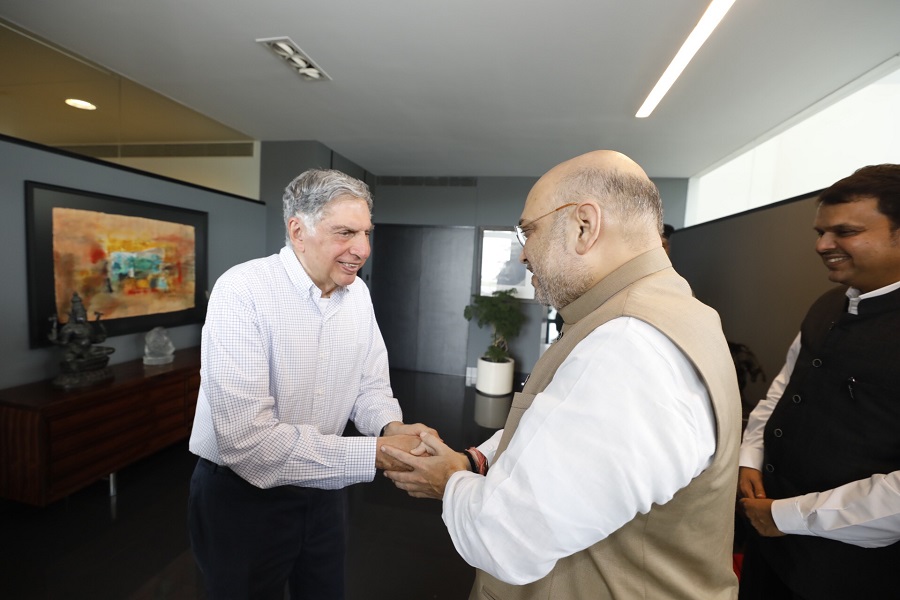 Photographs : BJP National President, Shri Amit Shah met Shri Ratan Tata at his residence in Mumbai as a part of Sampark for Samarthan campaign