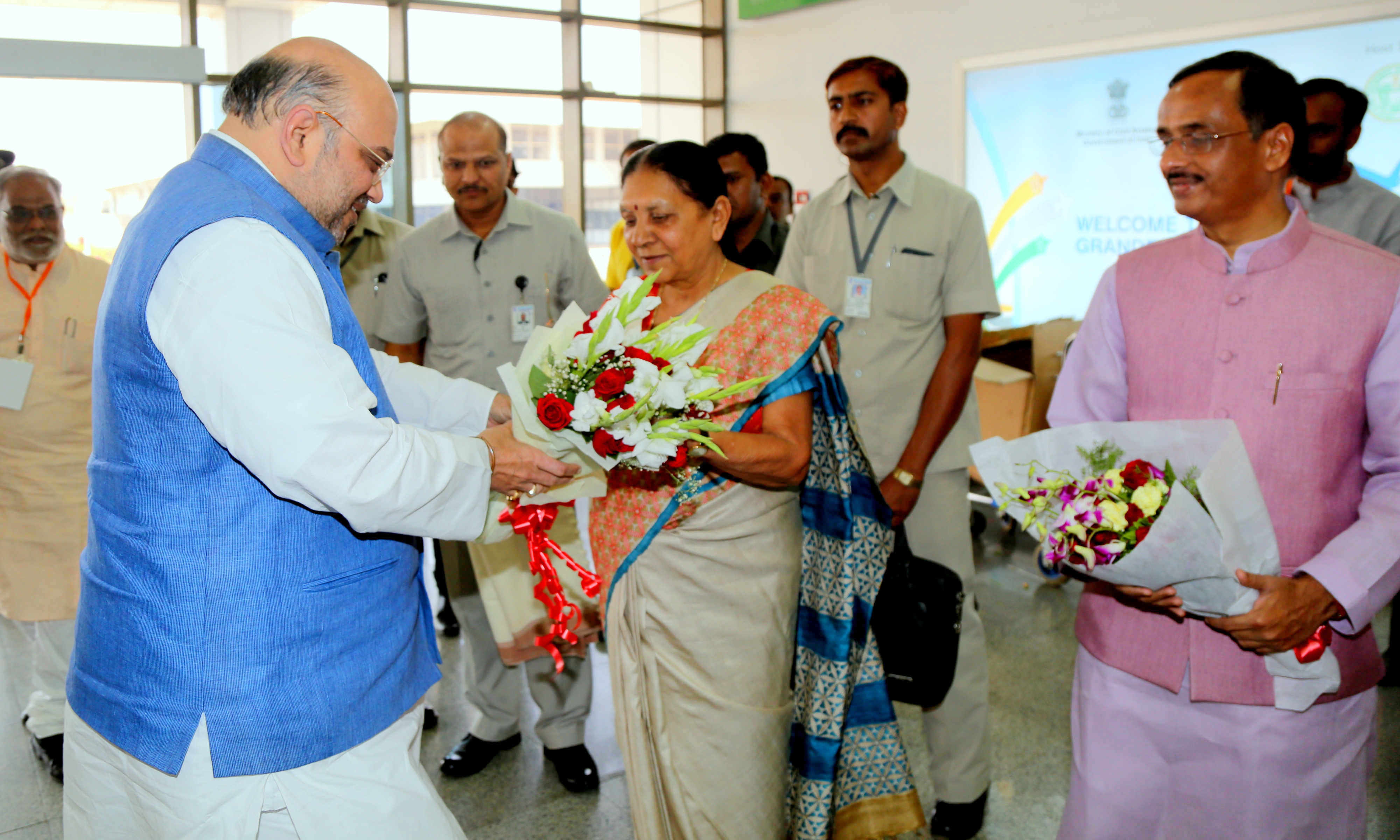 BJP National President, Shri Amit Shah received a grand welcome on arrival at Ahmedabad airport and address BJP Gujarat unit on February 27, 2016