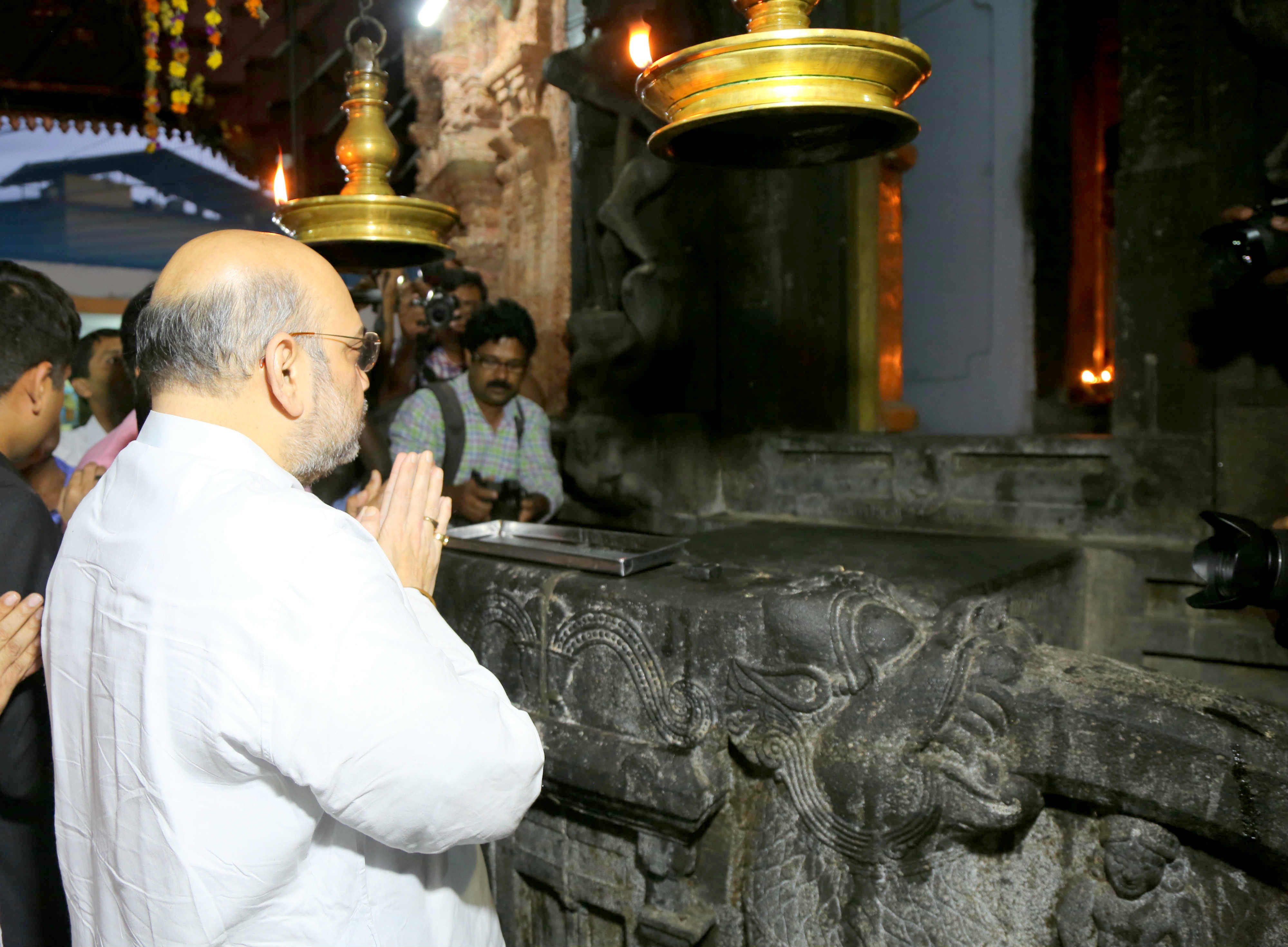 BJP National President Shri Amit Shah visiting Tali Mahadeva (Thalikkunu Shiva) Temple & Sree Kanteshwara Temple in Kozhikode, Kerala on September 22, 2016