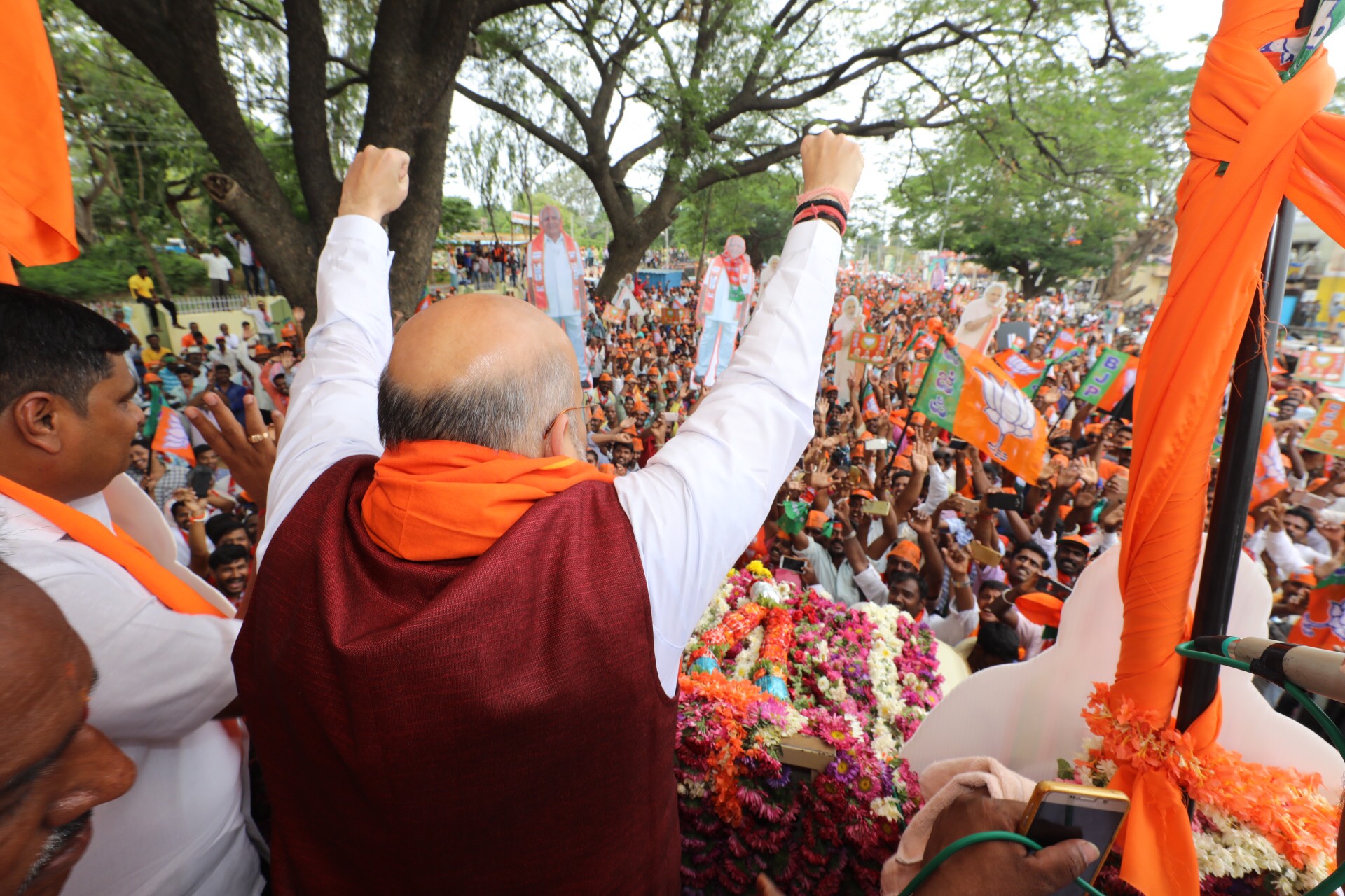 BJP National President, Shri Amit Shah's massive road show in Kunigal, Tumakuru (Karnataka).