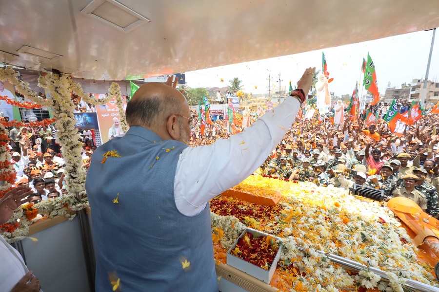 Photographs : BJP National President, Shri Amit Shah's road show in Badami, Bagalkote (Karnataka).