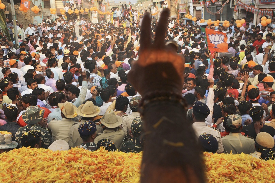 Photographs : BJP National President Shri Amit Shah's road show in Gokak, Belagavi (Karnataka).