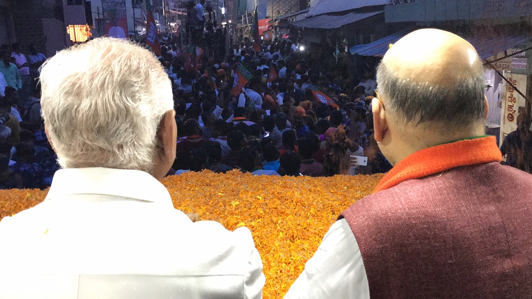 Photographs : BJP National President, Shri Amit Shah's road show in Hoskote (Karnataka)