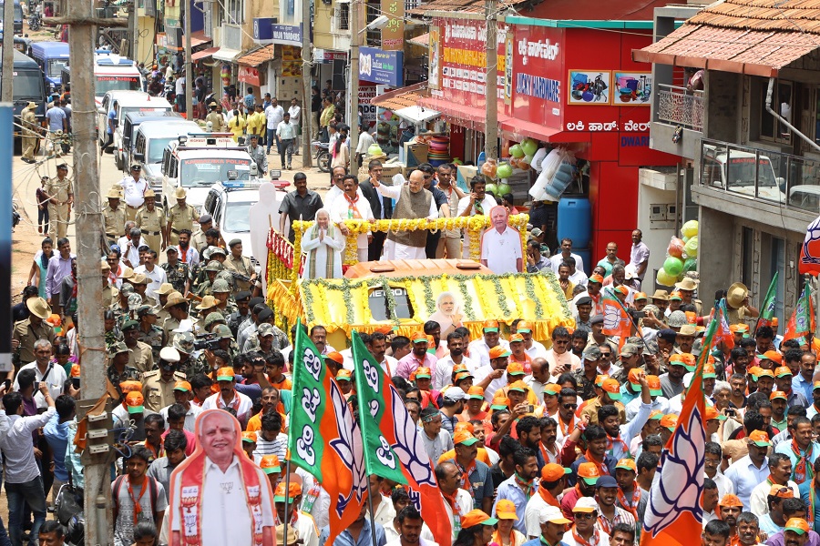 Photographs : BJP National President, Shri Amit Shah's road show in Madikeri assembly constituency (Karnataka)