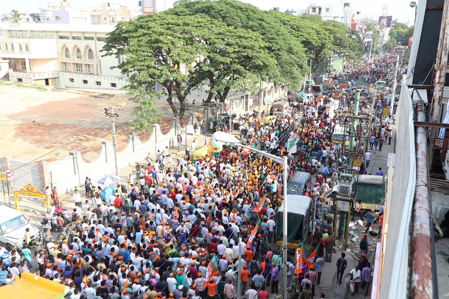 Photographs : BJP National President Shri Amit Shah's road show in Sarvagnanagar assembly constituency, Bengaluru (Karnataka)