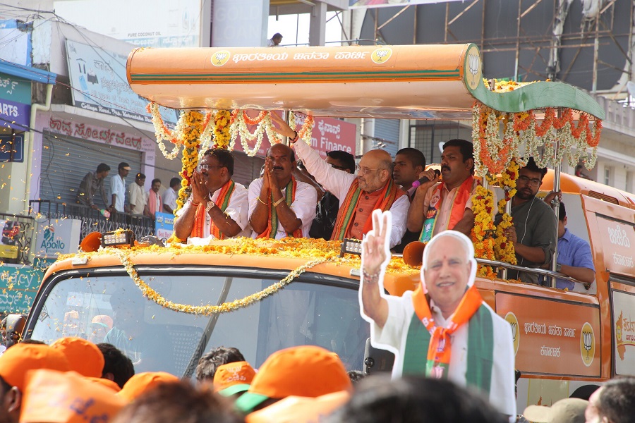 Photographs : BJP National President, Shri Amit Shah's road show in Varuna assembly constituency, Mysore (Karnataka).