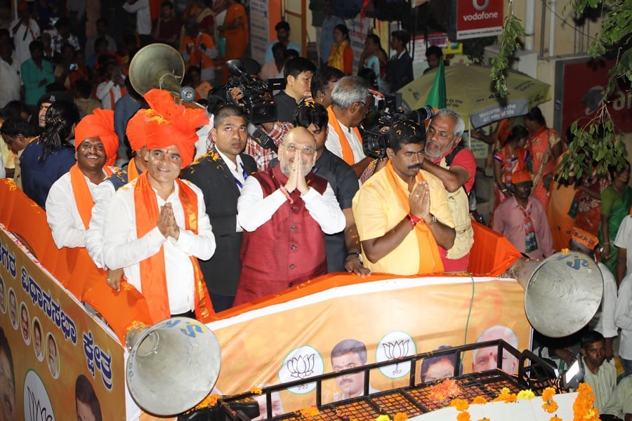 Photographs : BJP National President Shri Amit Shah's roadshow in Yeshwanthpur, Rajarajeshwari Nagar assembly constituency. (Karnataka)