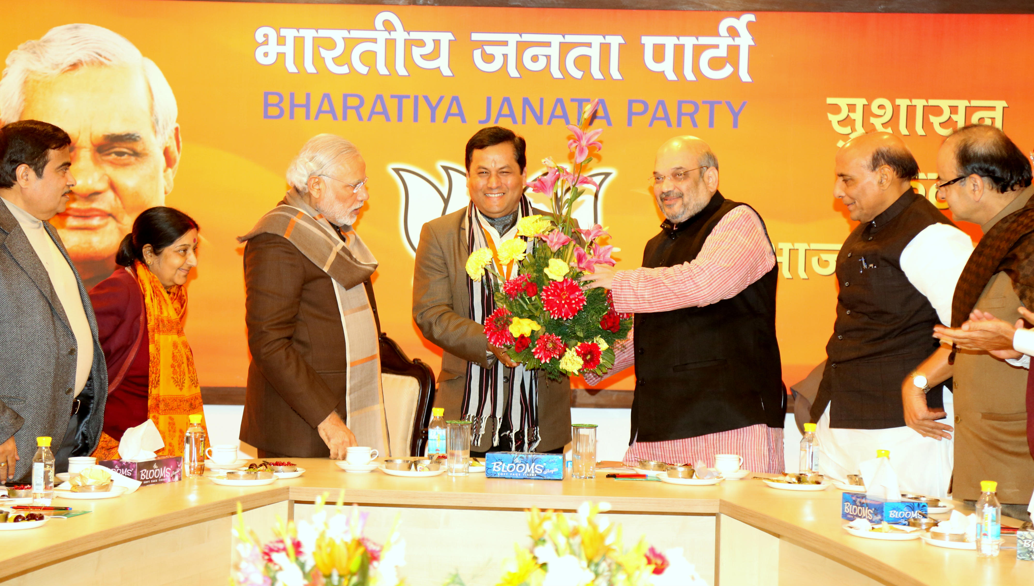 BJP Parliamentary Board meeting declaring Shri Sarbananda Sonowal as CM Candidate for upcoming Assam Elections at 11, Ashoka Road on January 28, 2016