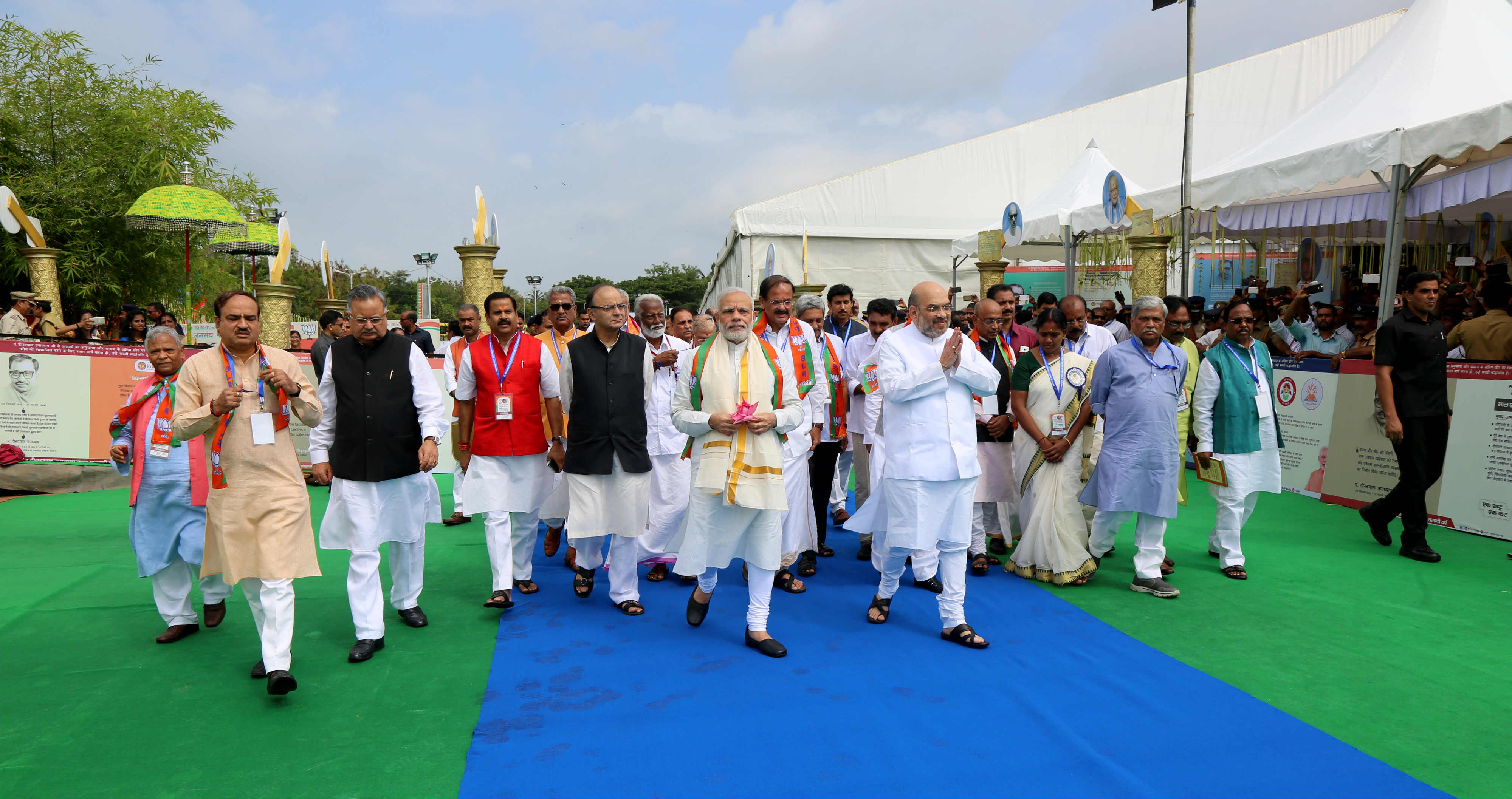 BJP Party Flag hoisting before BJP National Council in Kozhikode, Kerala on September 25, 2016