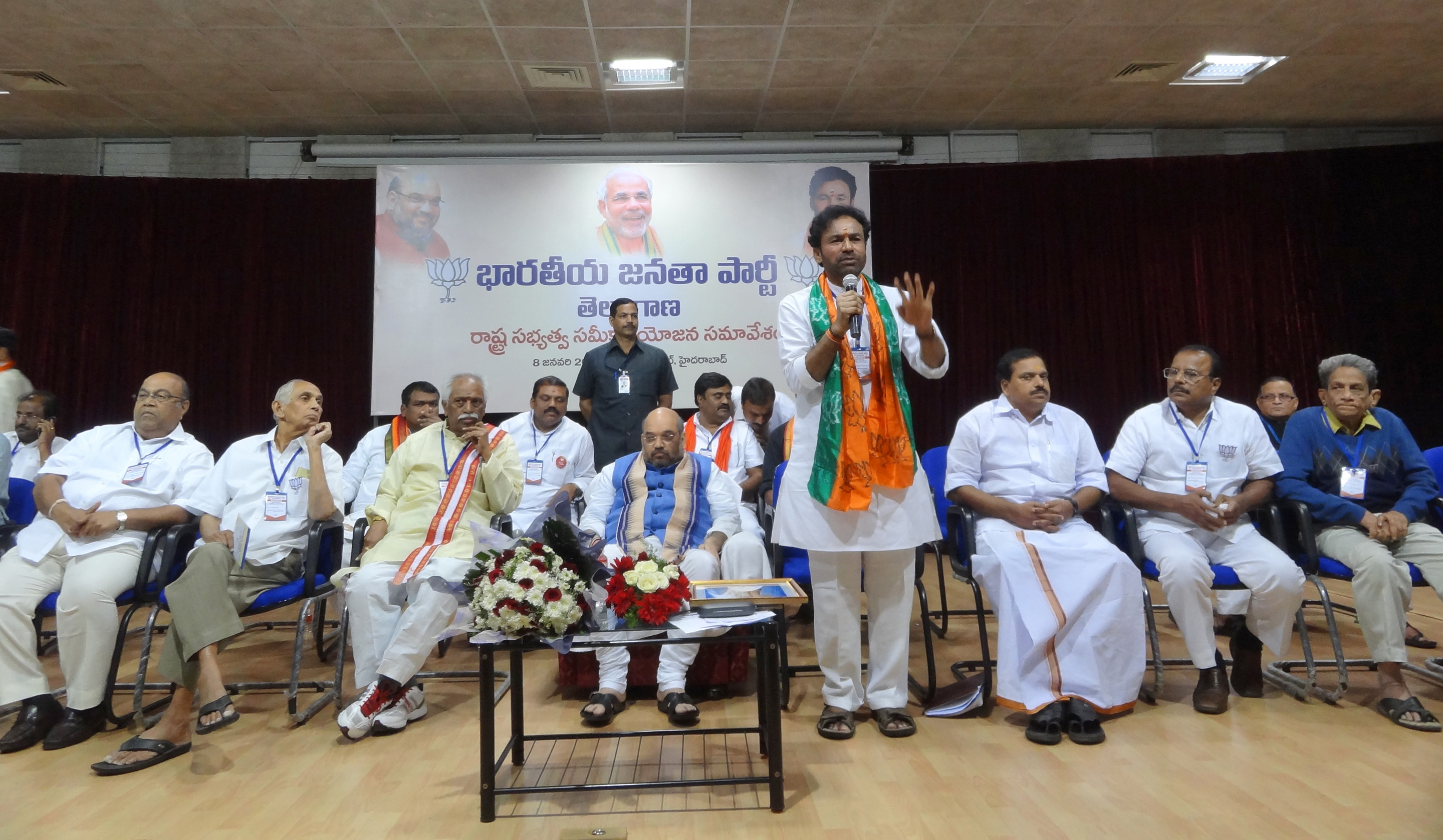 BJP President, Shri Amit Shah conducting Telangana BJP Membership review Meeting at Hyderabad on January 8, 2015