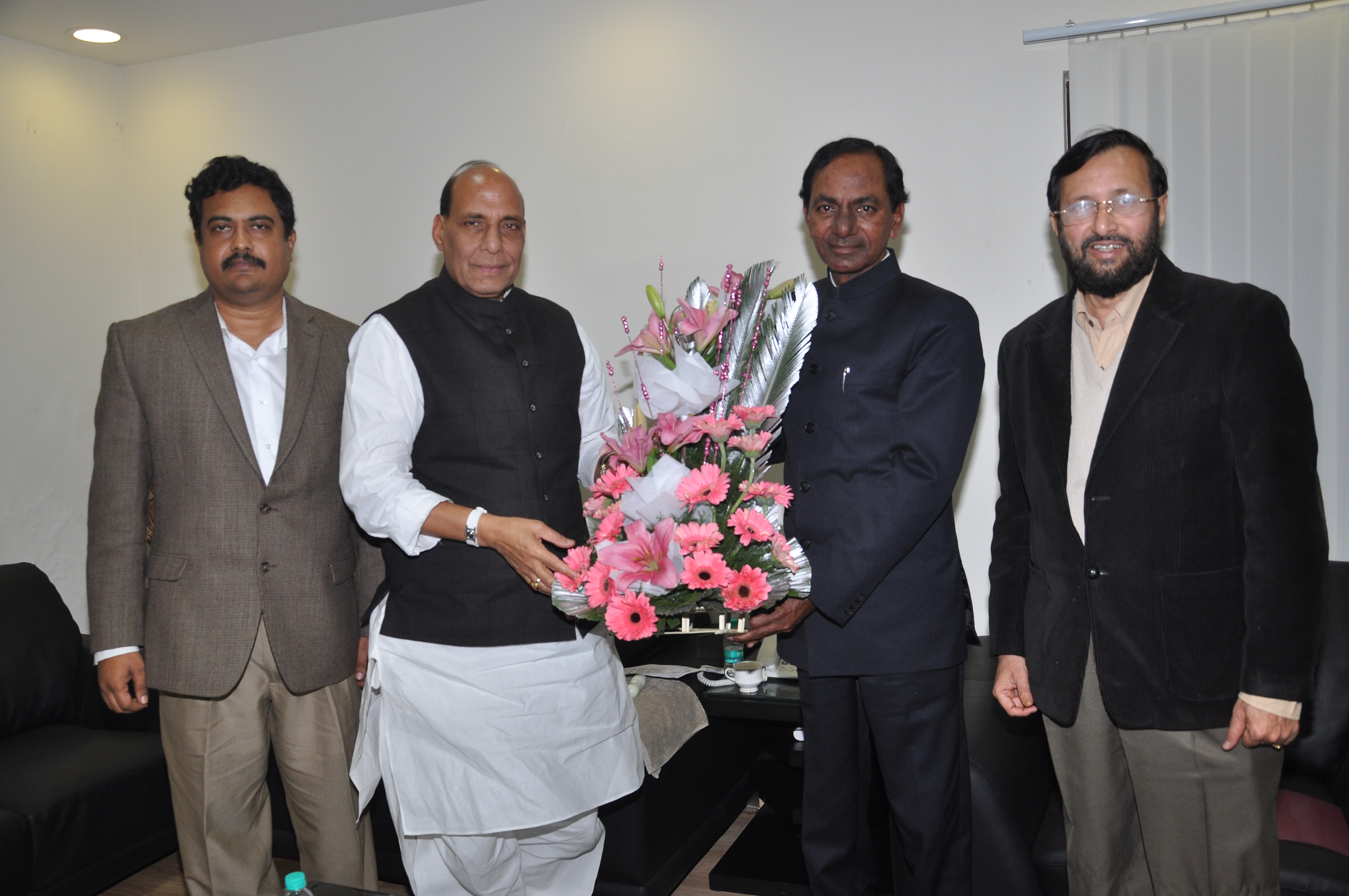 BJP President, Shri Rajnath Singhji's meeting with TRS Delegation led by K. Chandrashekhar Rao at 38, Ashoka Road, New Delhi on February 06, 2014