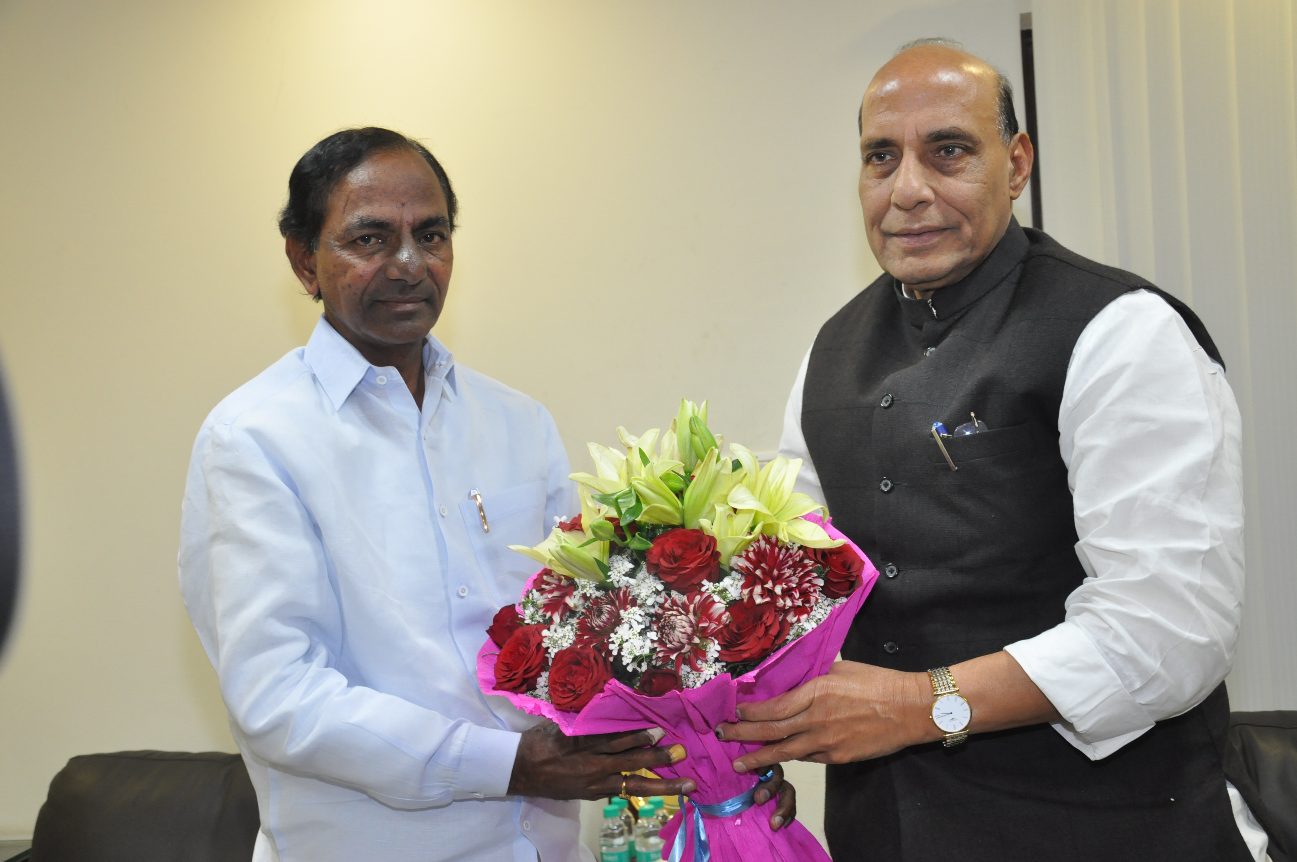 BJP President, Shri Rajnath Singhji's meeting with TRS Leader, Shri Chandrashekhar Rao at his residence, 38, Ashoka Road, New Delhi on February 25, 2014