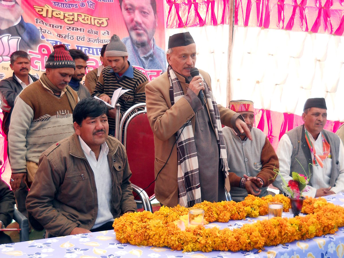 Shri Bhagat Singh Koshyari, National Vice-President addressing public meeting in Uttarakhand during Assembly Election 2012  on January 23, 2012