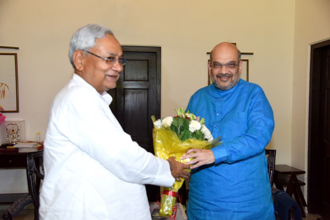 Chief Minister of Bihar, Shri Nitish Kumar met BJP National President, Shri Amit Shah at latter's residence on 11 August 2017