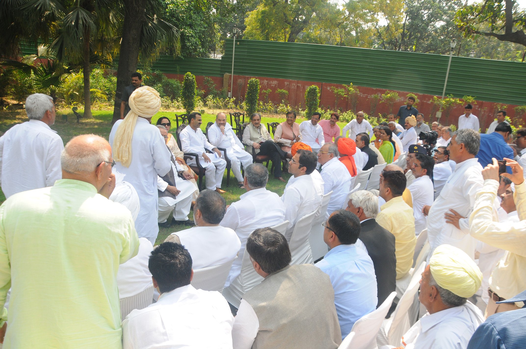 Delegation of JAT Leaders from different states meeting with BJP National President, Shri Amit Shah on JAT reservation at 11, Akbar Road, New Delhi on March 26, 2015