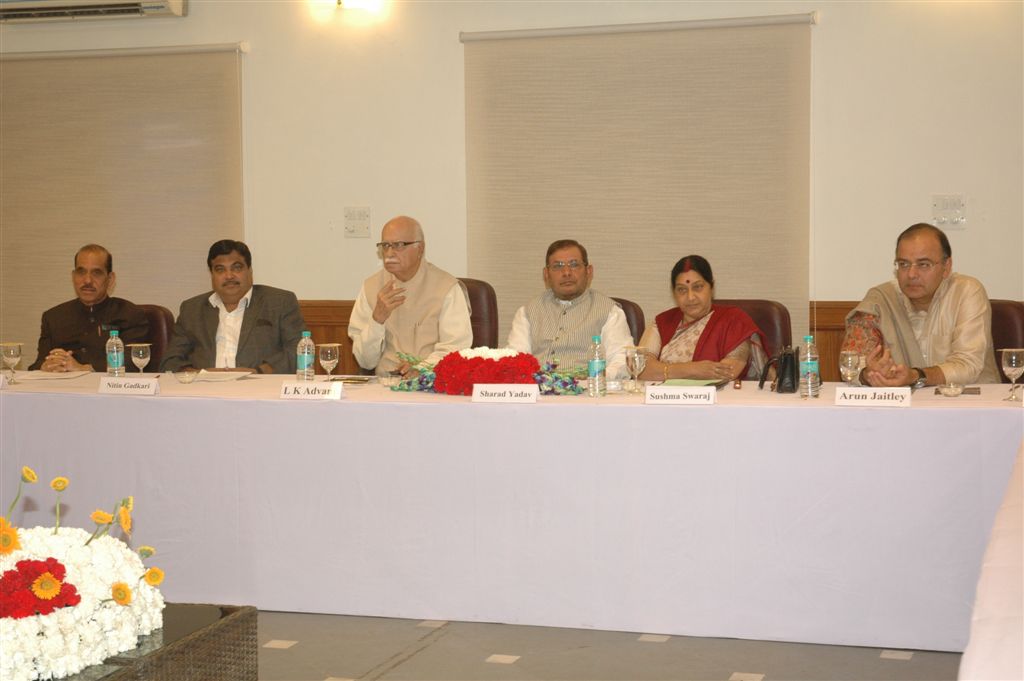 Photographs of NDA floor leaders meeting at residence of Shri L.K. Advani at 30, Prithviraj Road on February 21, 2010