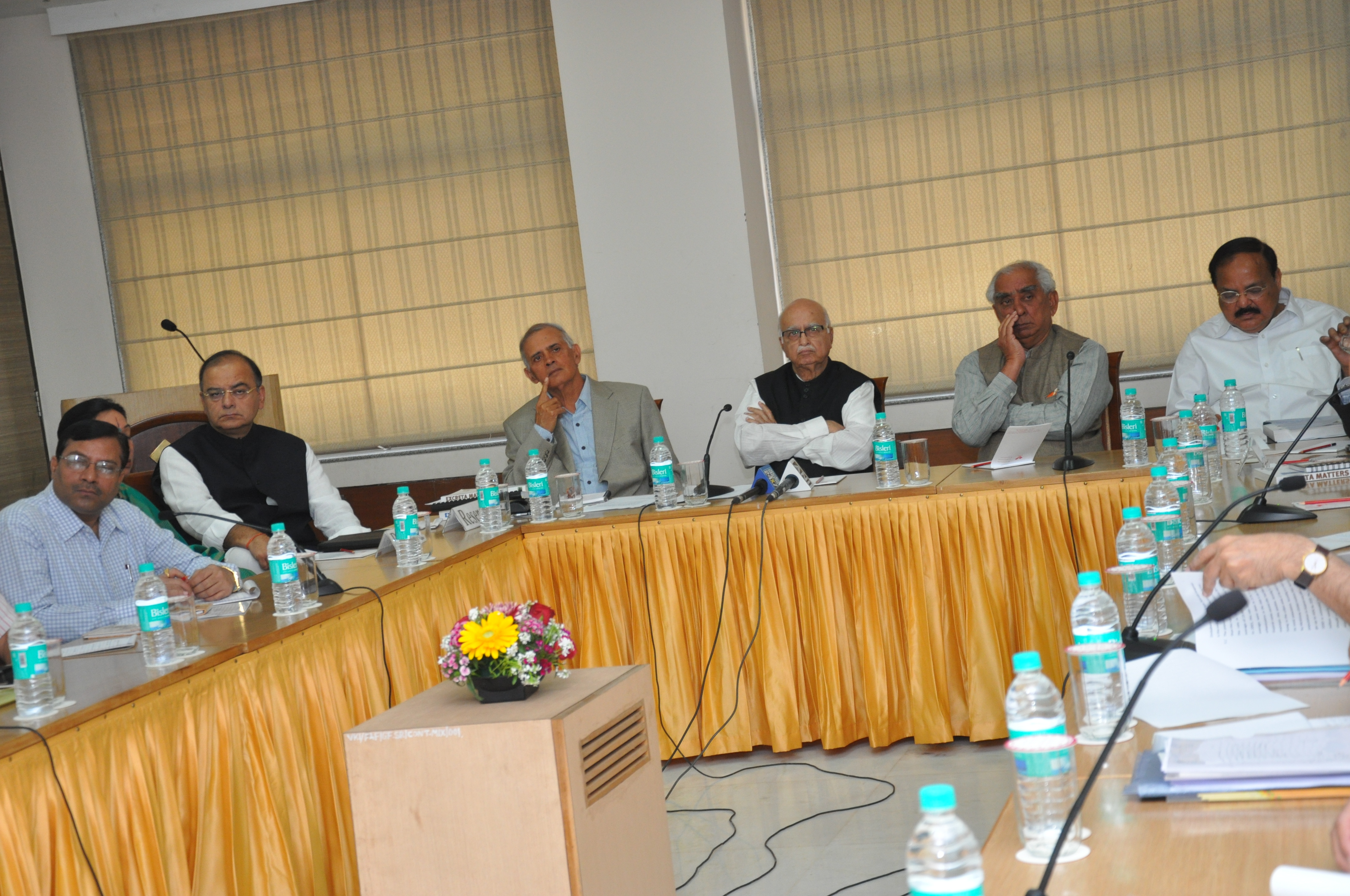 Sh. L.K. Advani, Shri Arun Jaitley, M. Venkaiah Naidu, Shri Jaswant Singh and other BJP Senior Leaders during a seminar "Challenge of water Quality and Sanitation in Country" at Vivekanand International Foundation, Chanakyapuri on 10-3-2012