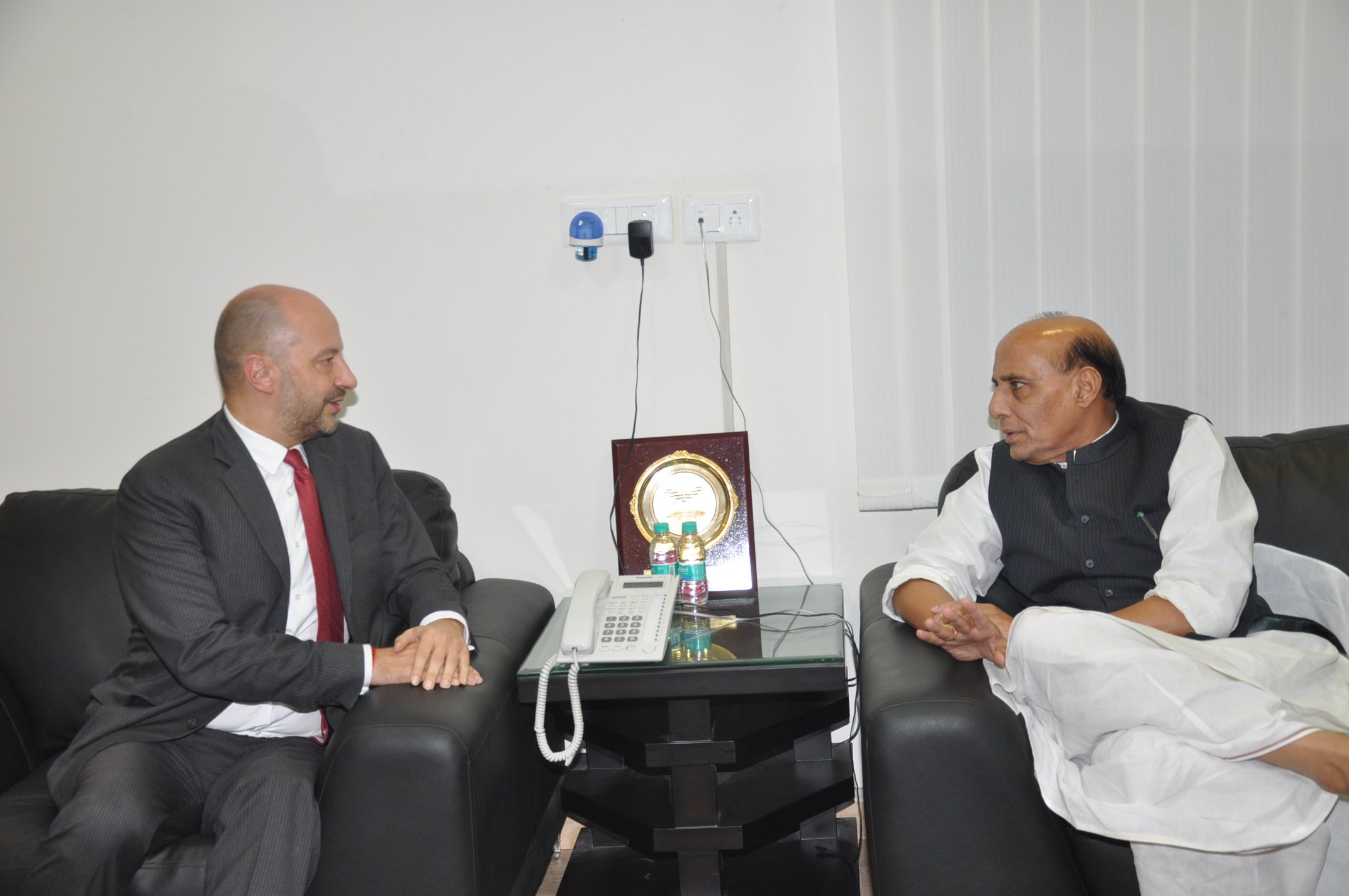 BJP National President, Shri Rajnath Singh meeting with French Ambassador, Francois Richier at his residence 38, Ashoka Road on October 22, 2013