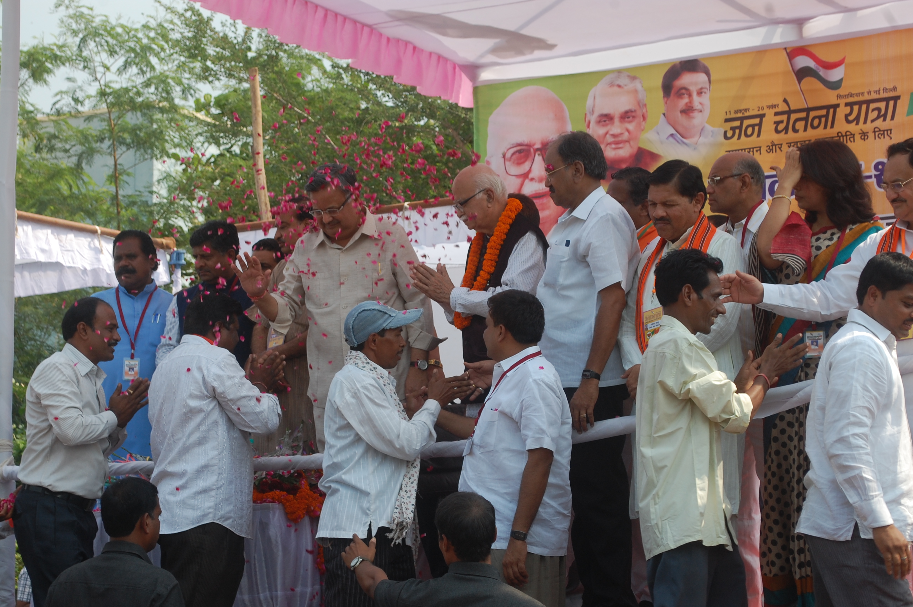 Shri L.K. Advaniji addressing a public meeting during Jan Chetna Yatra at Raipur (Chhattisgarh) on October 22, 2011