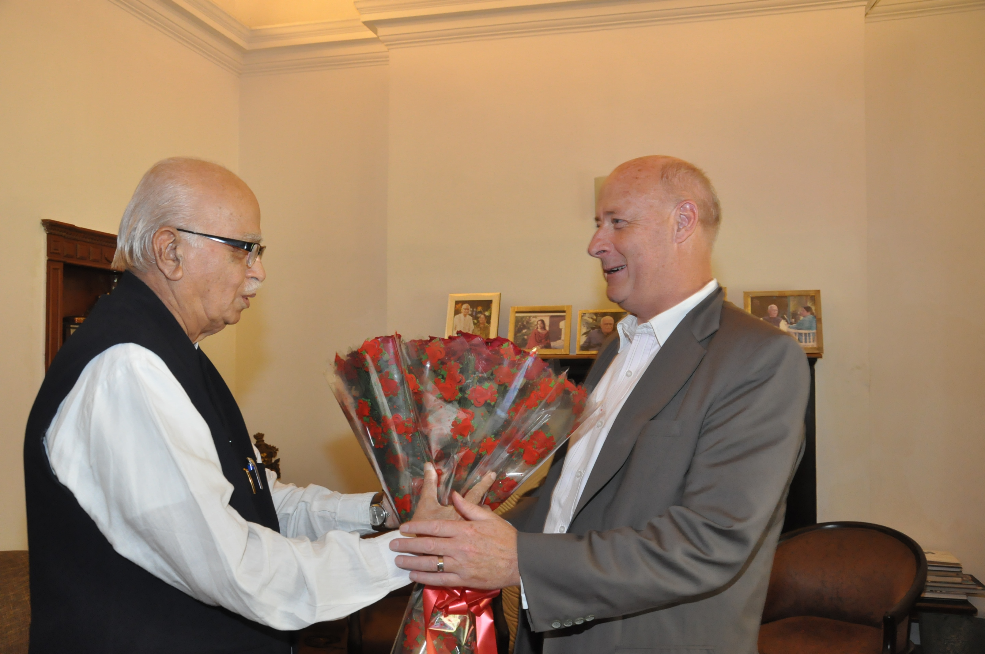 Shri L.K. Advaniji's meeting with Denmark Ambassador, Mr. Freddy Svane at 30, Prithviraj Road, New Delhi on April 13, 2013