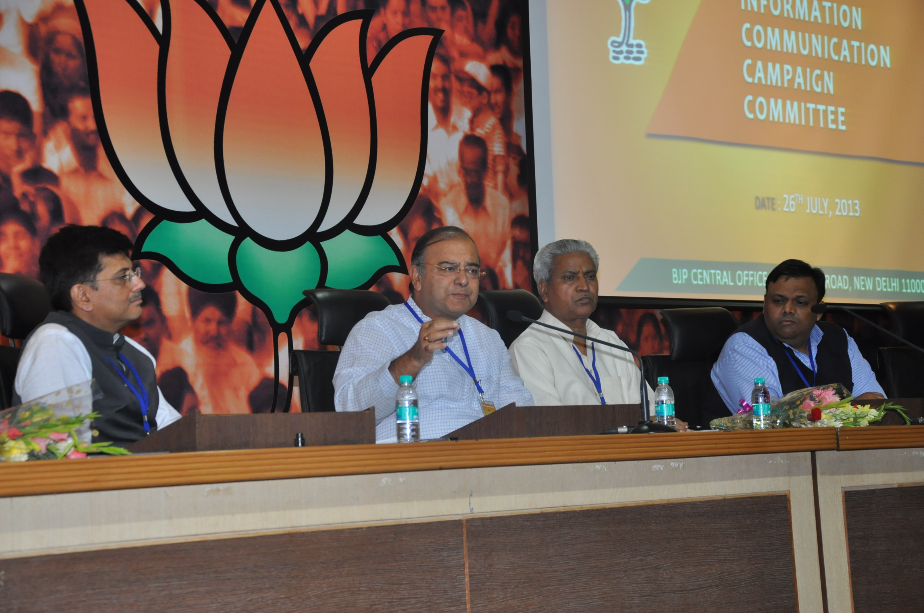 Leader of Opposition (Rajya Sabha) Shri Arun Jaitley addressing inaugural session of Election Information Campaign Committee organised by BJP IT CELL at 11, Ashoka Road on July 26, 2013