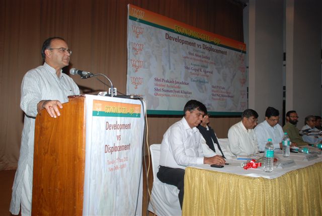 Shri Arun Jaitley speaking on "Development Vs Displacement" Organised by BJP Economic Cell at Sri Sathya Sai Auditorium, Lodhi Road, New Delhi on June 07, 2011