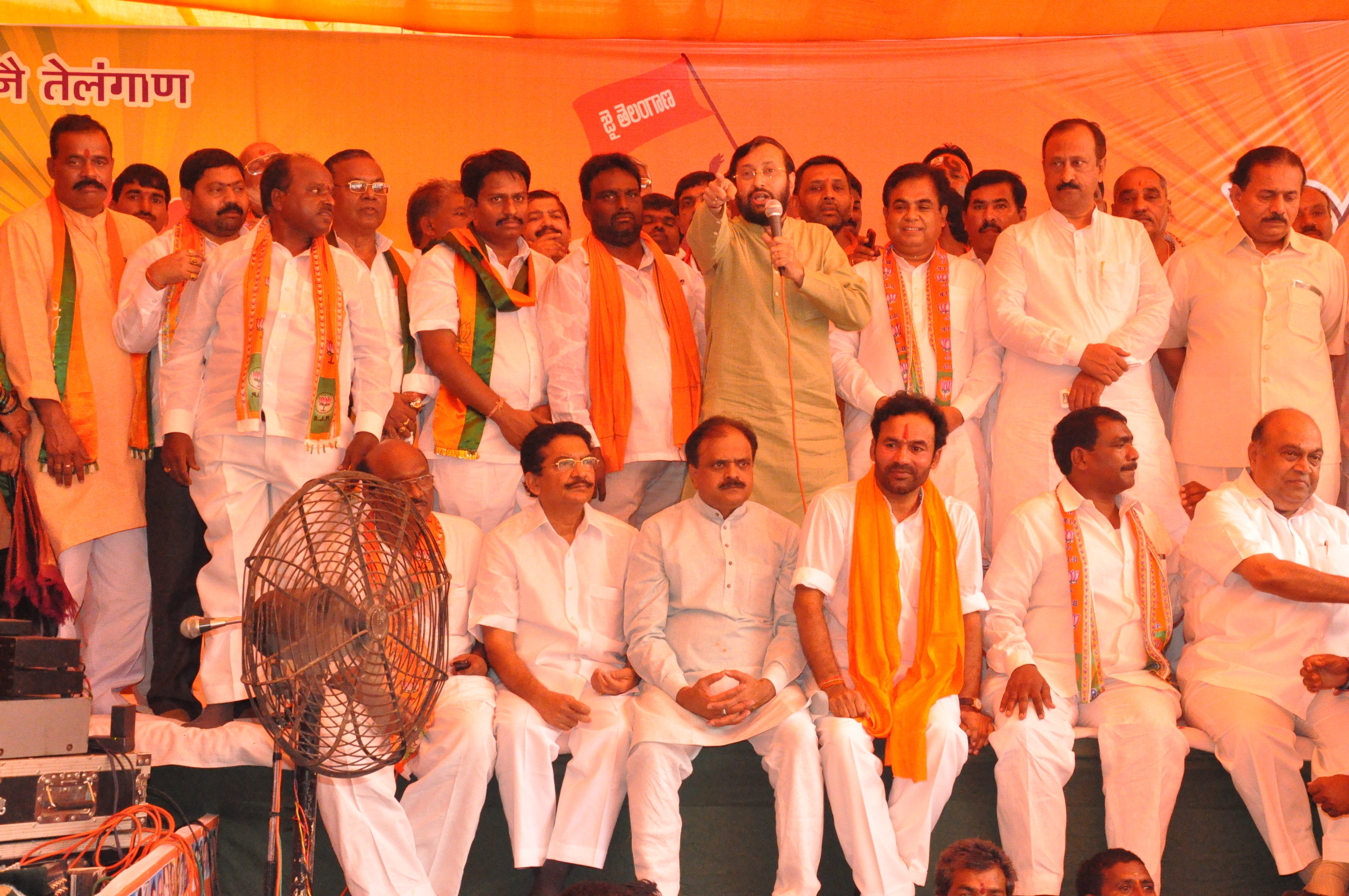 Shri Prakash Javadekar and Shri P. Muralidhar Rao protesting on Telangana issue at Jantar Mantar on September 4, 2012