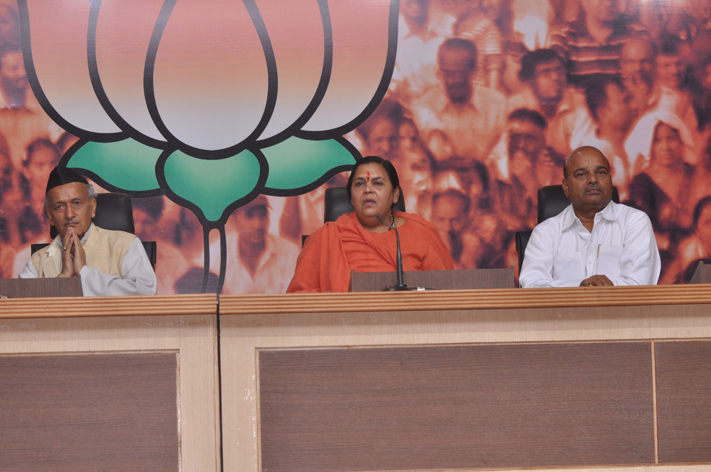 Sushree Uma Bharti addressing a press conference at 11, Ashoka Road, New Delhi on July 7, 2012