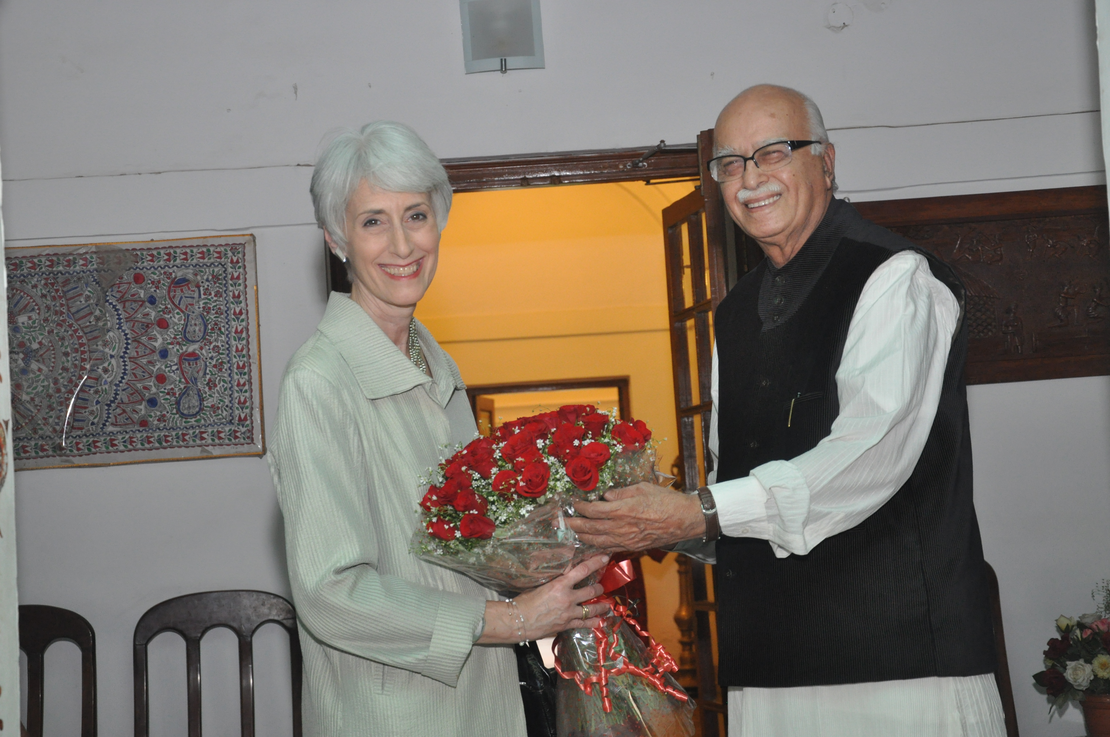 Under Secretary of USA Ms. Wendy Sherman meet with Shri L.K. Advani at 30, Prithviraj Road on April 02, 2012