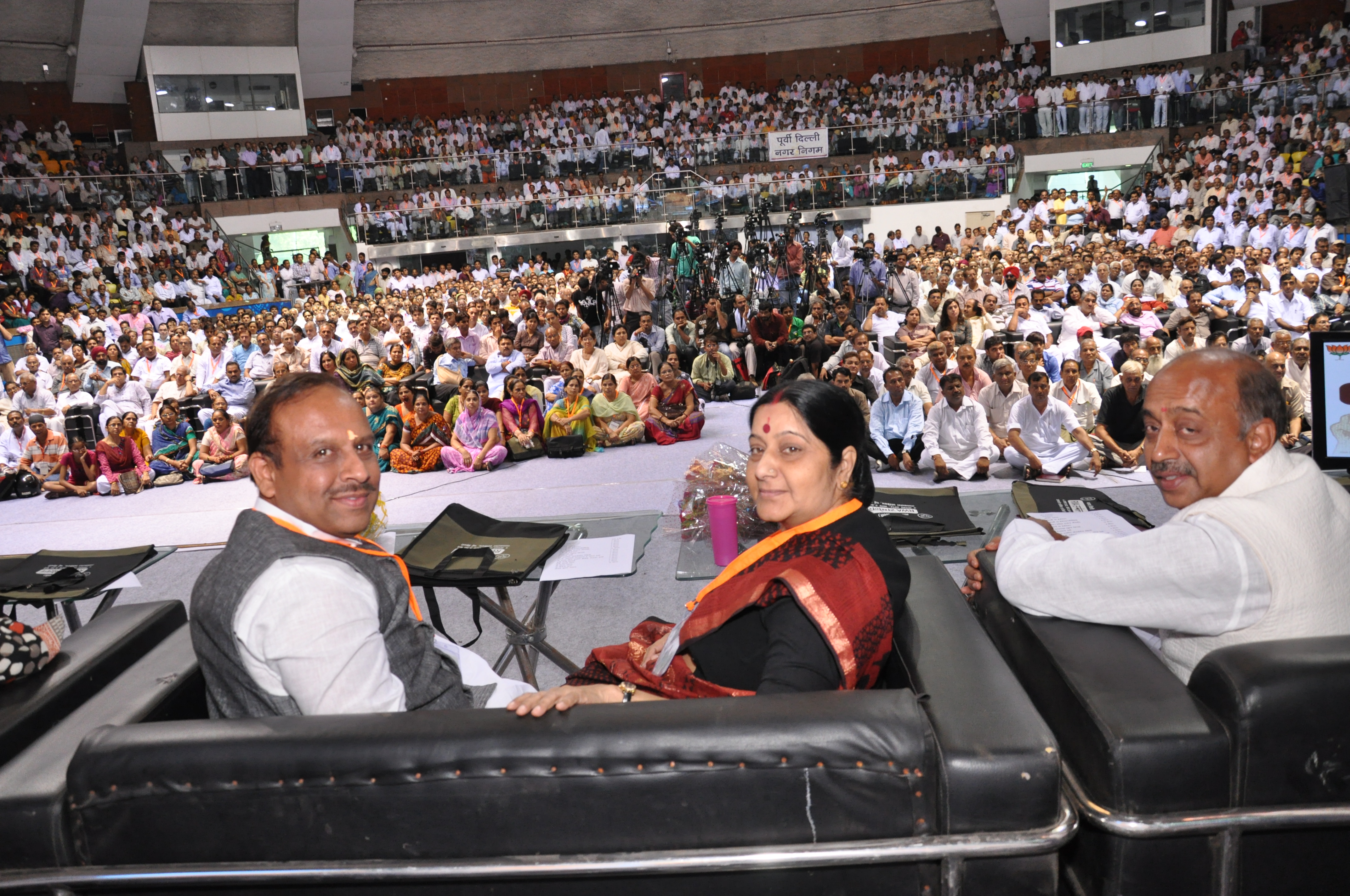 Smt. Sushma Swaraj, Leader of Opposition (Lok Sabha) at Residential Welfare Association Sammelan orgnaised by BJP Delhi at Talkatora Stadium on August 04, 2012