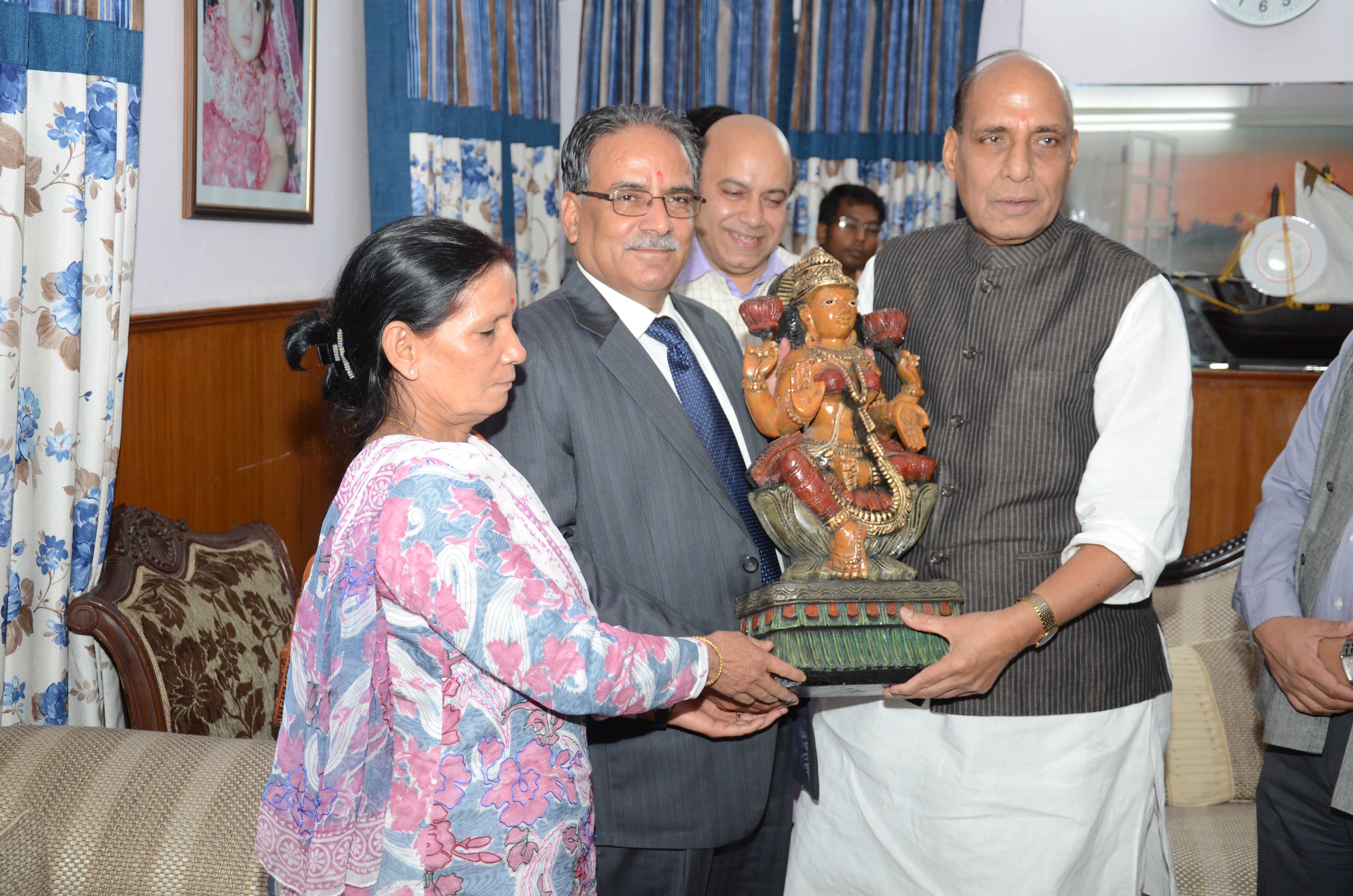 BJP National President, Shri Rajnath Singhji's meeting with Nepal Ex-PM, Mr. Pushpa Kamal Dahal Prachanda at his residence, 38 Ashoka Road, New Delhi on April 27, 2013