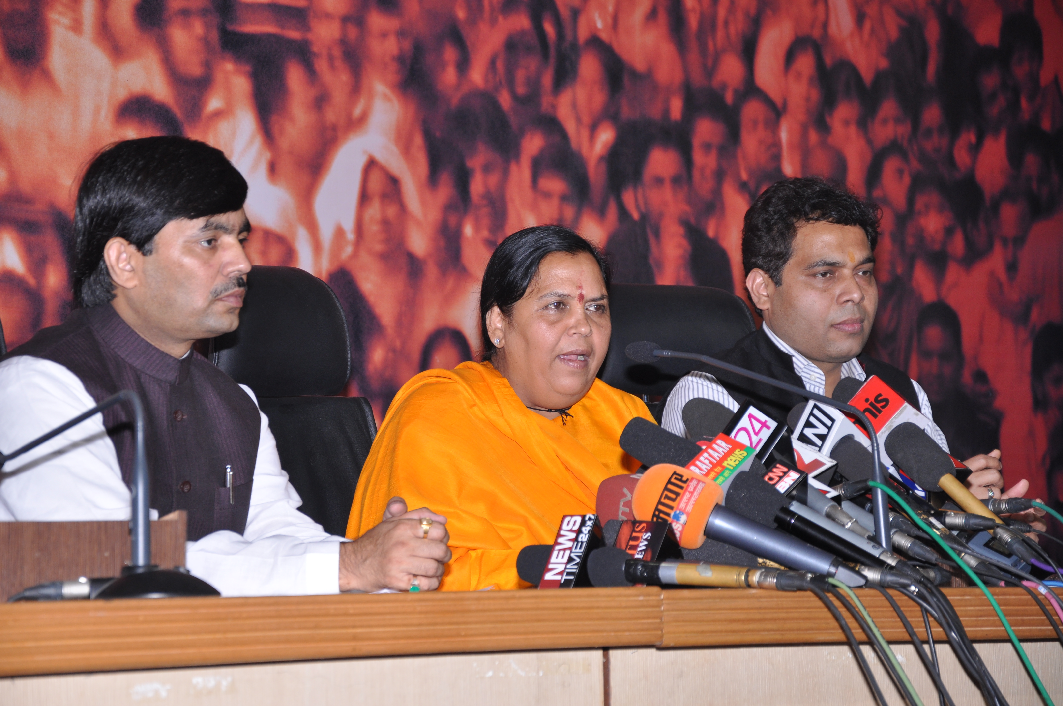 BJP Senior Leader, Sushri Uma Bharti addressing Press Conference at 11, Ashoka Road, New Delhi on October 31, 2012