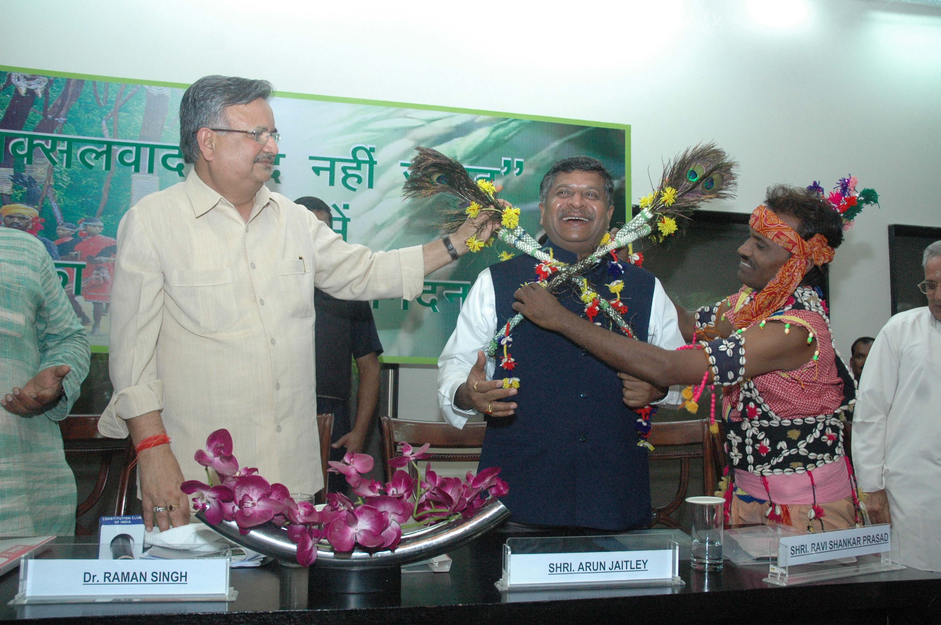 BJP National General Secretary, Shri Ravi Shankar Prasad and Dr Raman Singh A Threat for Internal Security at Constitution club on August 11, 2011