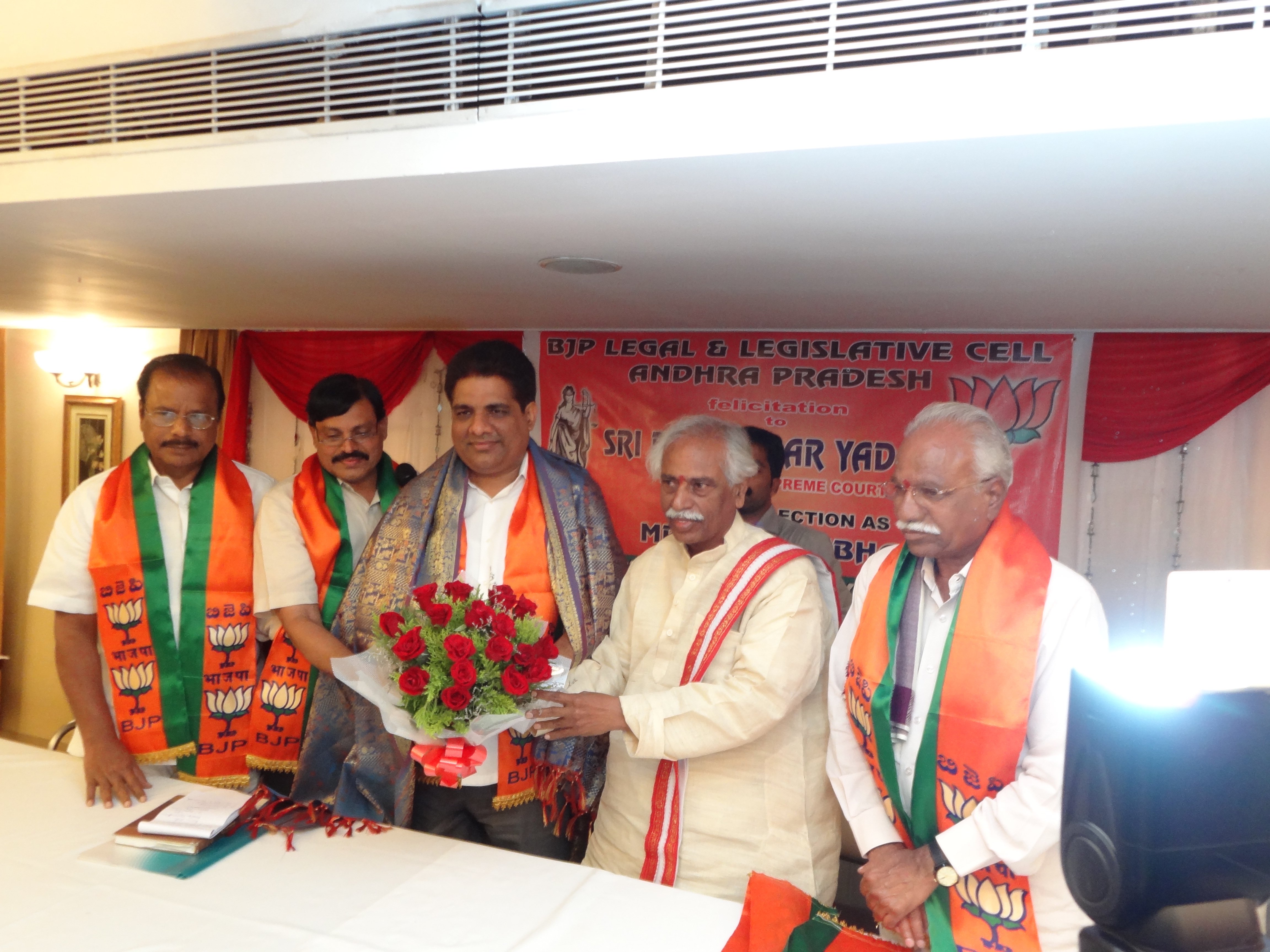 Shri Bhupender Yadav Member Parliament (RS) being felicitated by BJP Legal Cell-Andhra Pradesh on August 26, 2012