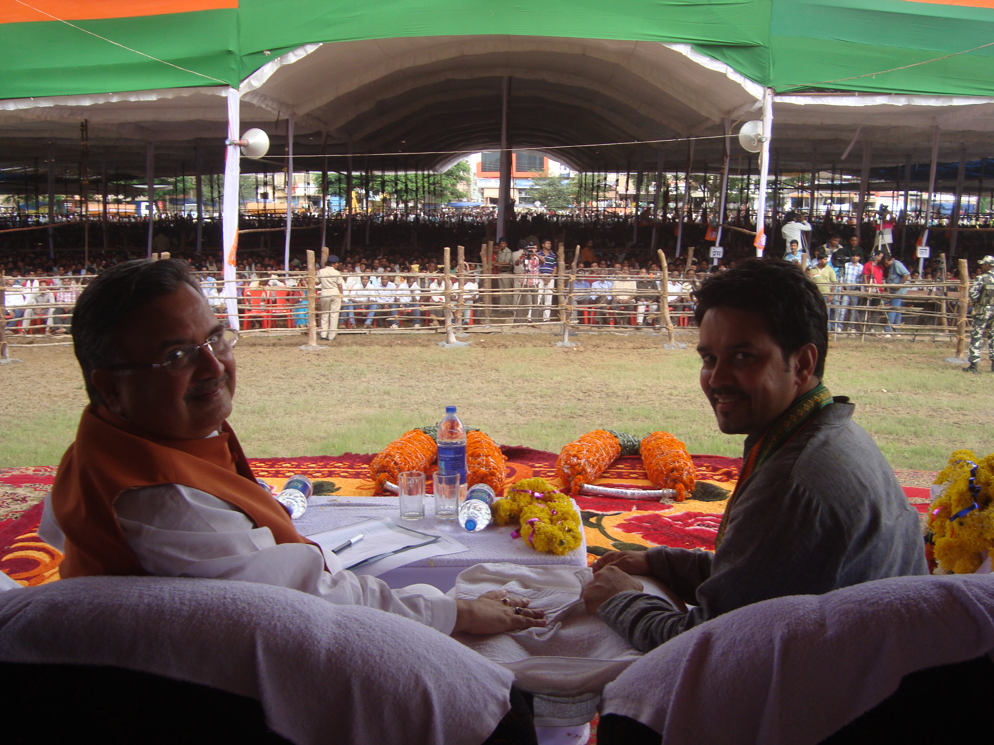 Chief Minister of Chattisgarh, Shri Raman Singh and Shri Anurag Thakar addressing a rally in Chattisgarh on August 24, 2012