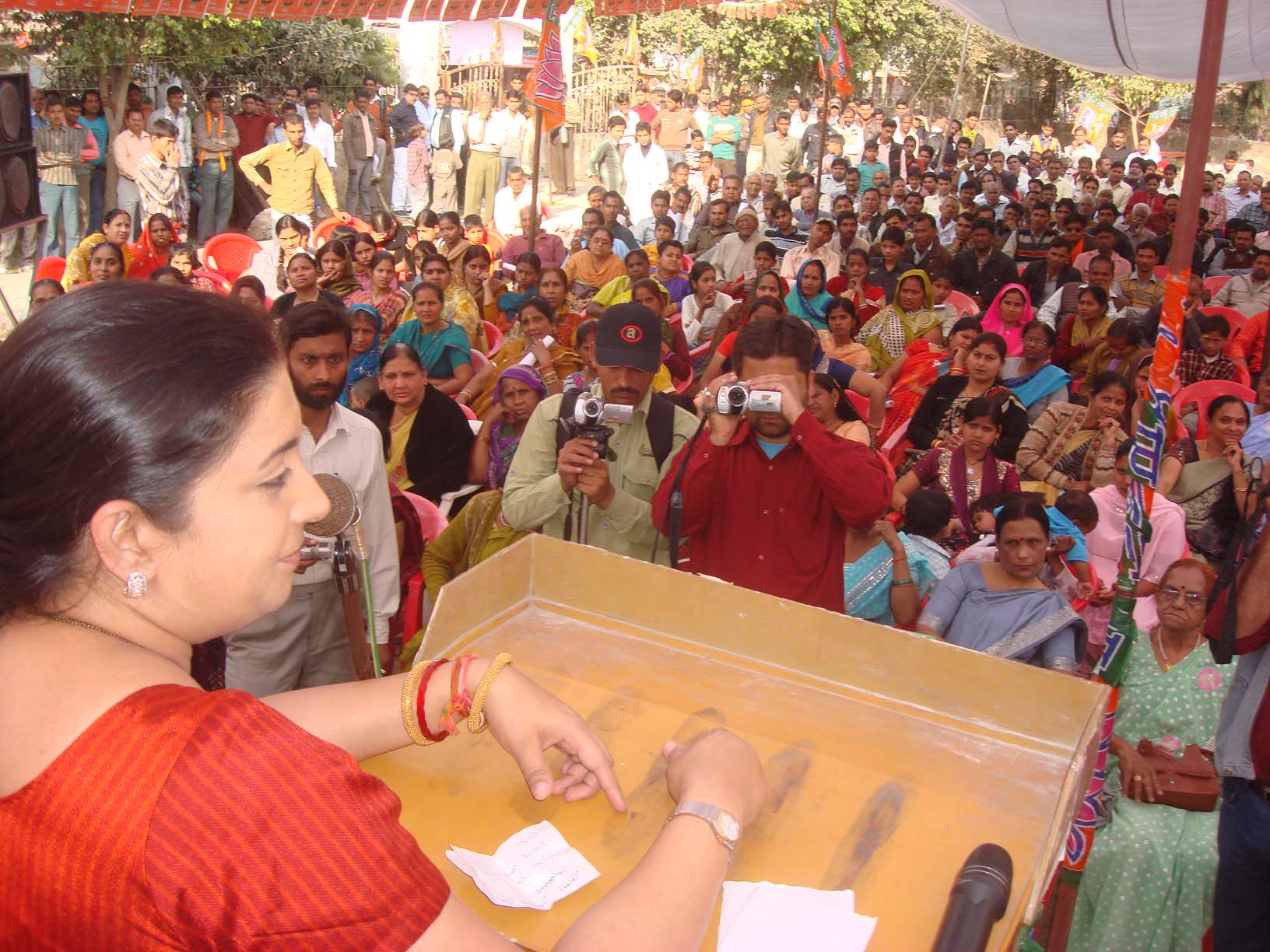 Smt. Smriti Irani, National President Mahila Morcha addressing a public meeting at Rampur Constituency (Uttar Pradesh) on February 23, 2012