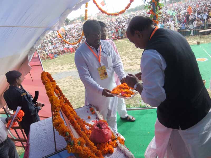 Former BJP President, Shri Rajnath Singh addressing BJYM rally at Gwalior (Madhya Pradesh) on September 13, 2012