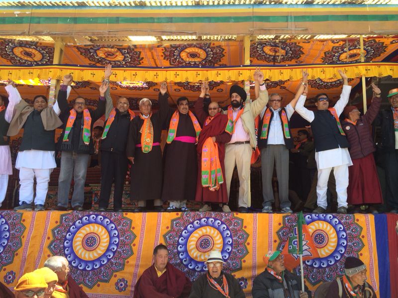 Former BJP President Shri Nitin Gadkari addressing a Public Rally at Leh, Ladakh on May 4, 2014