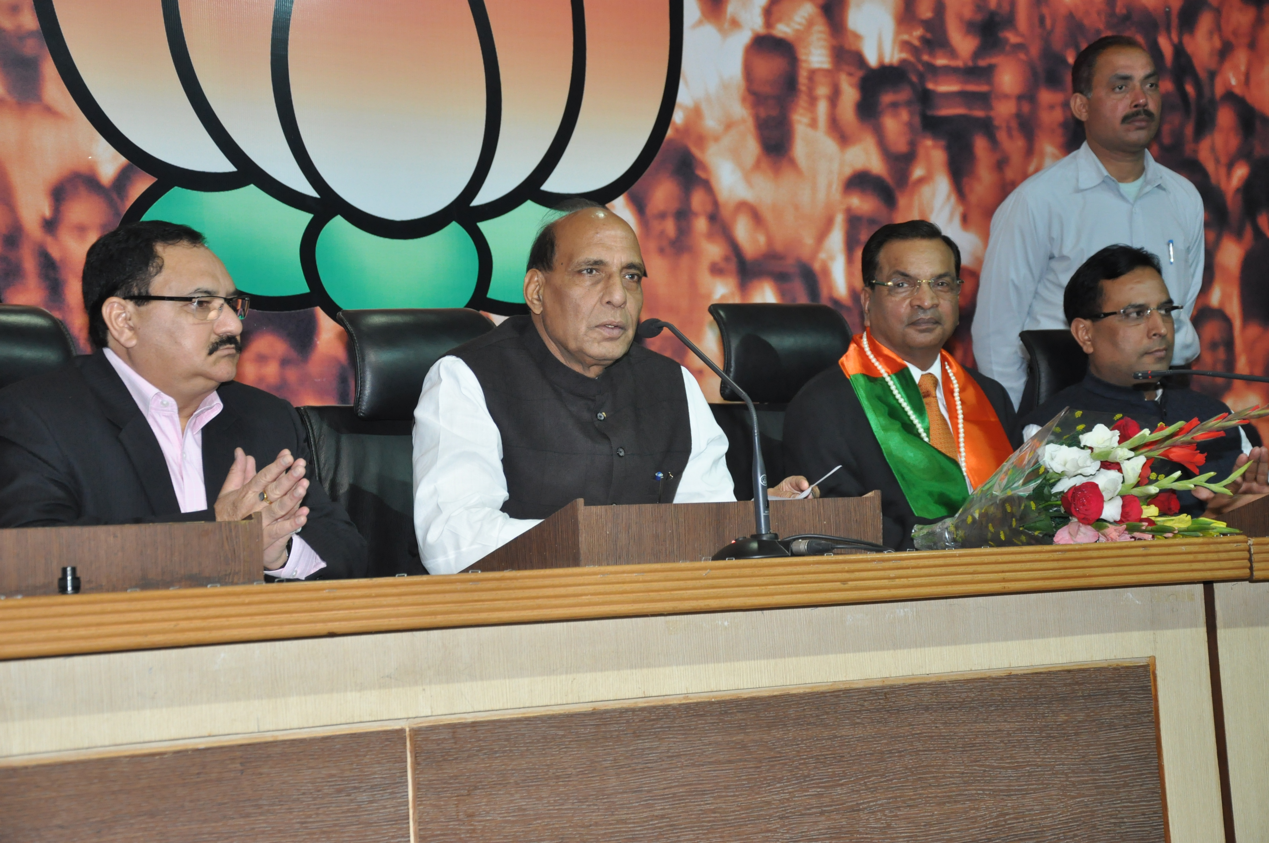 Former RAW Chief, Shri Sanjeev Tripathi joining BJP in the presence of BJP President, Shri Rajnath Singh at 11, Ashoka Road, New Delhi on February 25, 2014