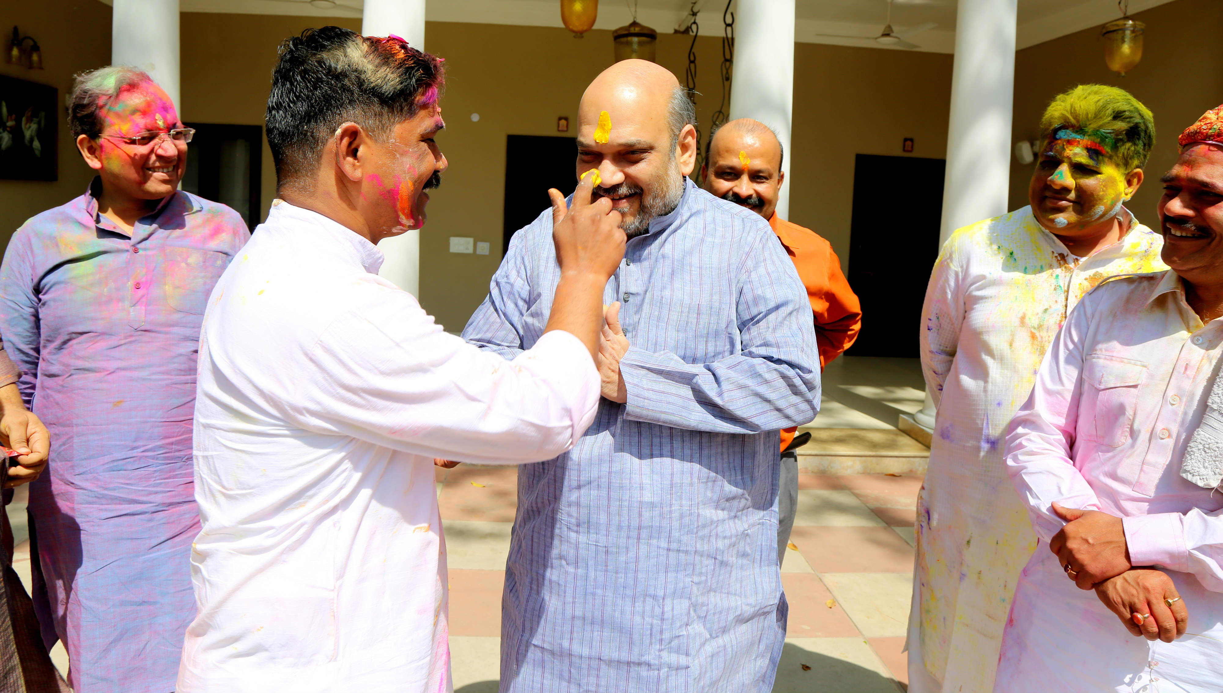 Holi celebration at residence of BJP National President, Shri Amit Shah at 11, Akbar Road on March 24, 2016