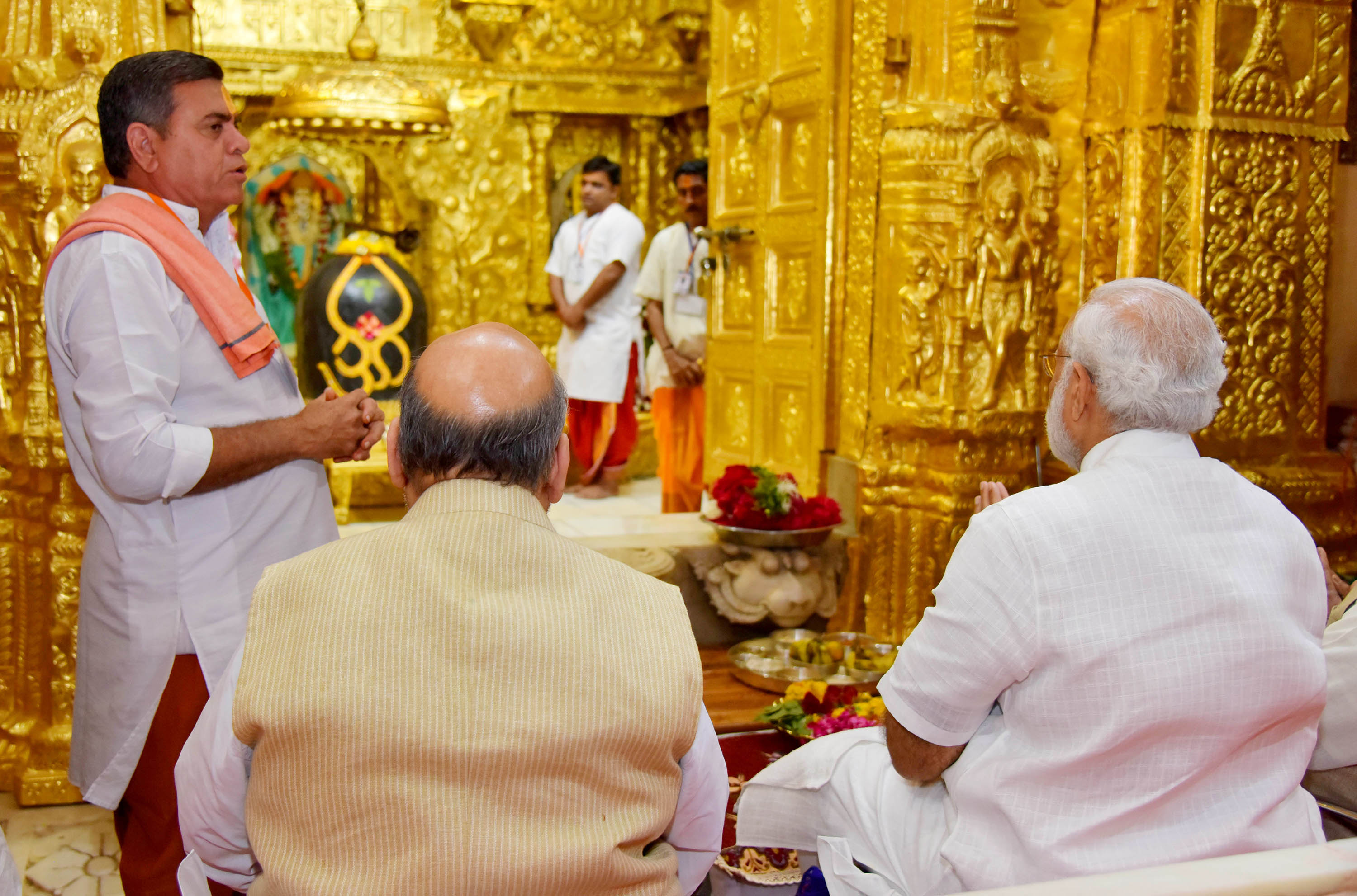 Hon. Prime Minister Shri Narendra Modi and BJP National President Shri Amit Shah offered prayer at Somnath Temple, Gujarat on March 08, 2017