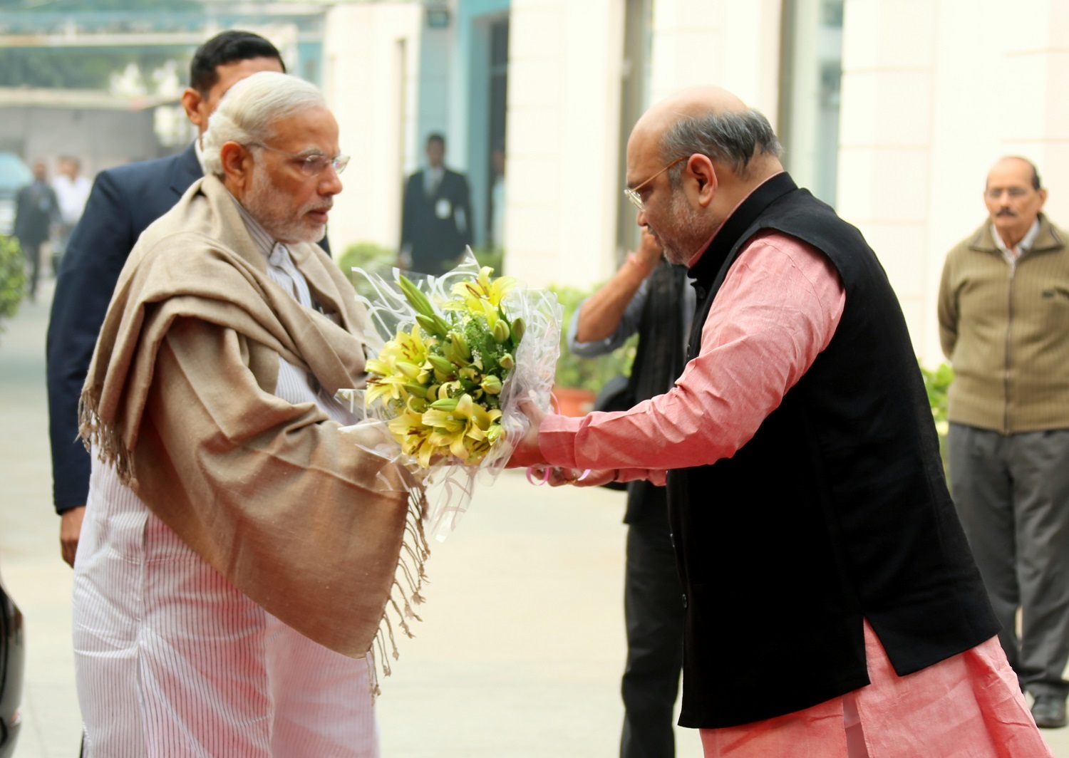 Hon'ble Prime Minister, Shri Narendra Modi & BJP President, Shri Amit Shah interacting with Media Personnel at Diwali Milan Program at 11, Ashoka Road on November 28, 2015