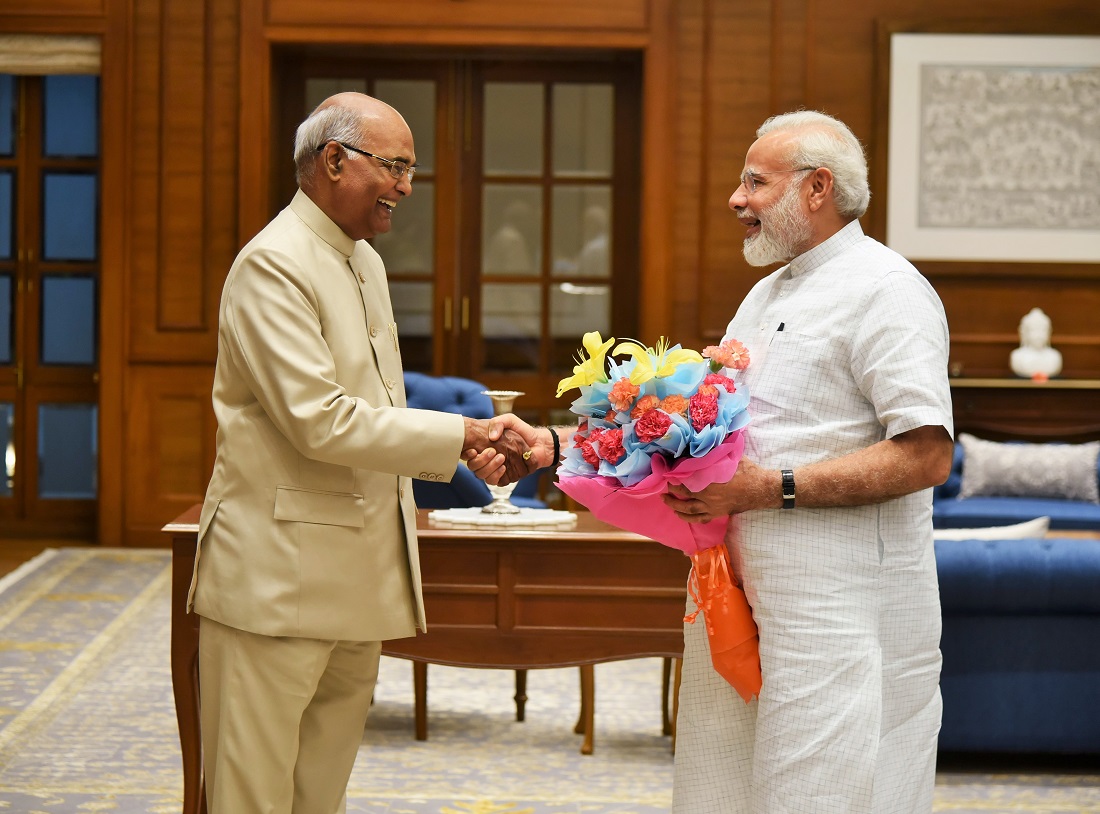 Hon'ble Prime Minister, Shri Narendra Modi and BJP National President, Shri Amit Shah met NDA' Presidential Nominee, Shri Ram Nath Kovind on 19 June 2017