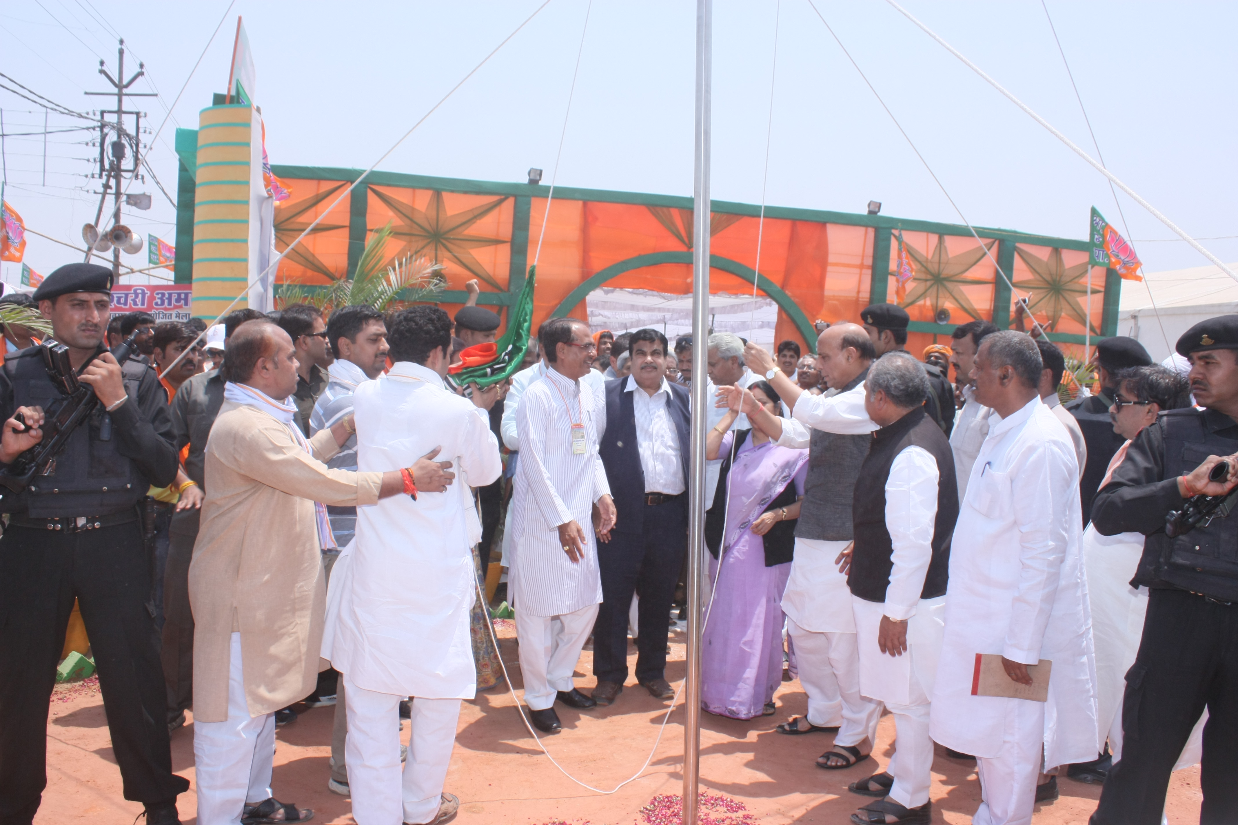 BJP National President, Shri Rajnath Singh, Leader of Opposition (LS), Smt Sushma Swaraj, BJP former President, Shri Nitin Gadkari, BJP National Gen. Sec. (Orgn) Shri Ramlal, Chief Minister of Madhya Pradesh, Shri Shivraj Singh Chouhan, BJP National on may 31, 2013